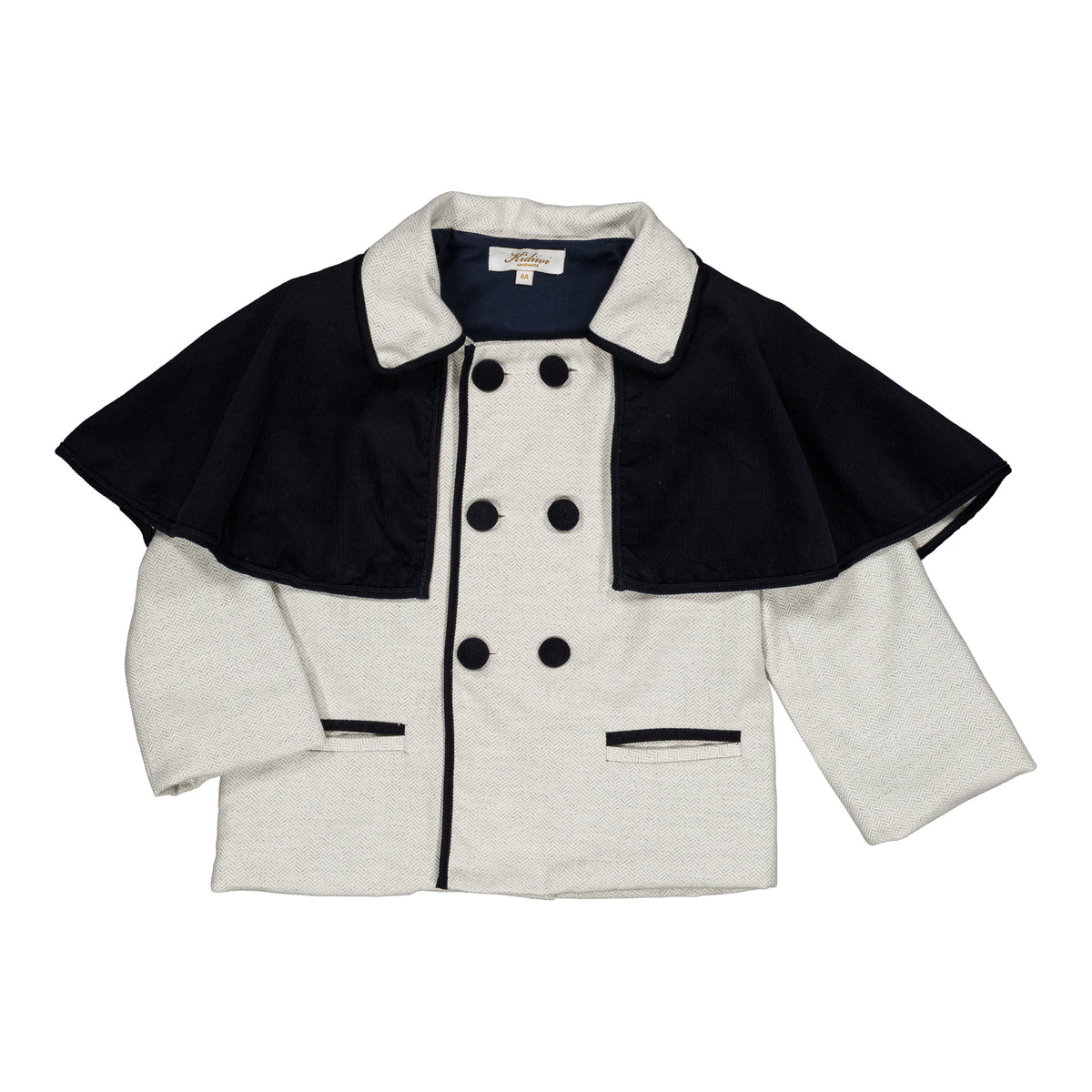 Malou & Cape, unisex jacket with detachable cape, in Grey Herringbones