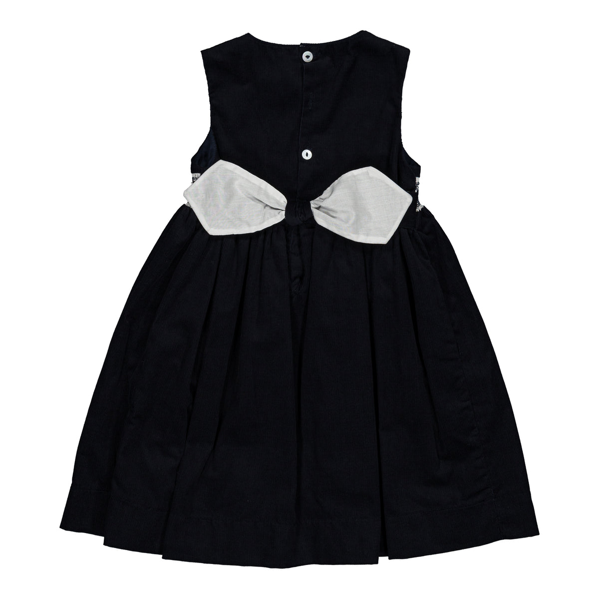 Carmine, smocked pinafore girl dress, in Navy corduroy