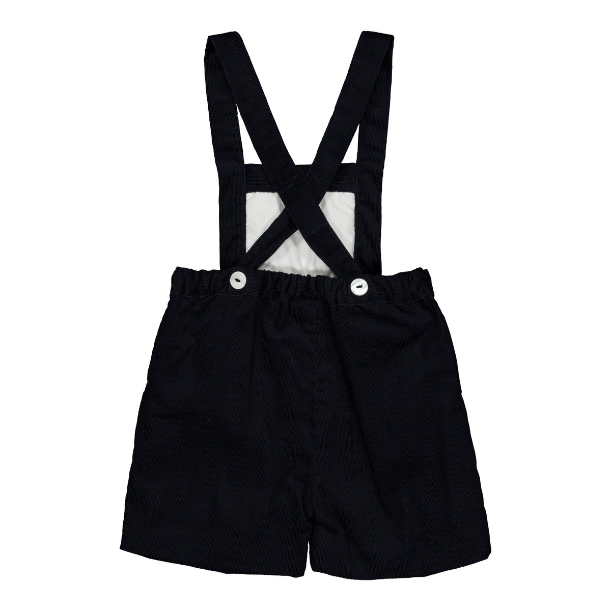 Aurélien, smocked boy dungarees, in Navy corduroy
