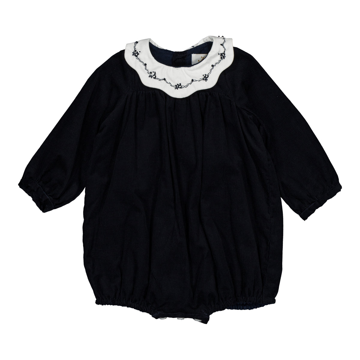 Charlotte,  girl romper, in Navy corduroy