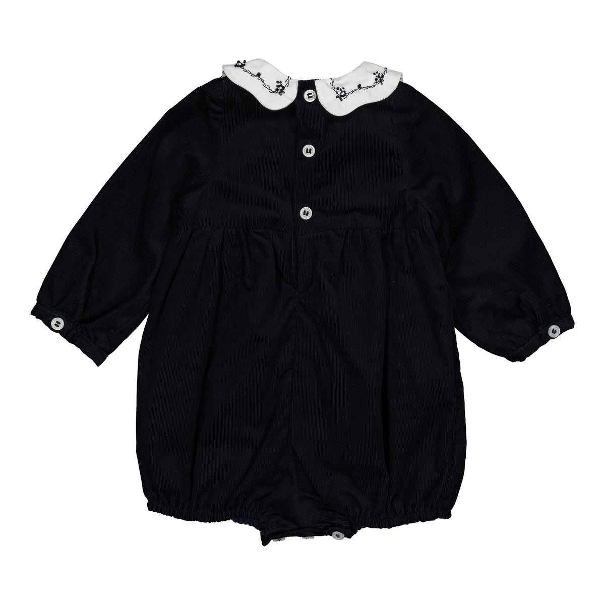 Charlotte,  girl romper, in Navy corduroy