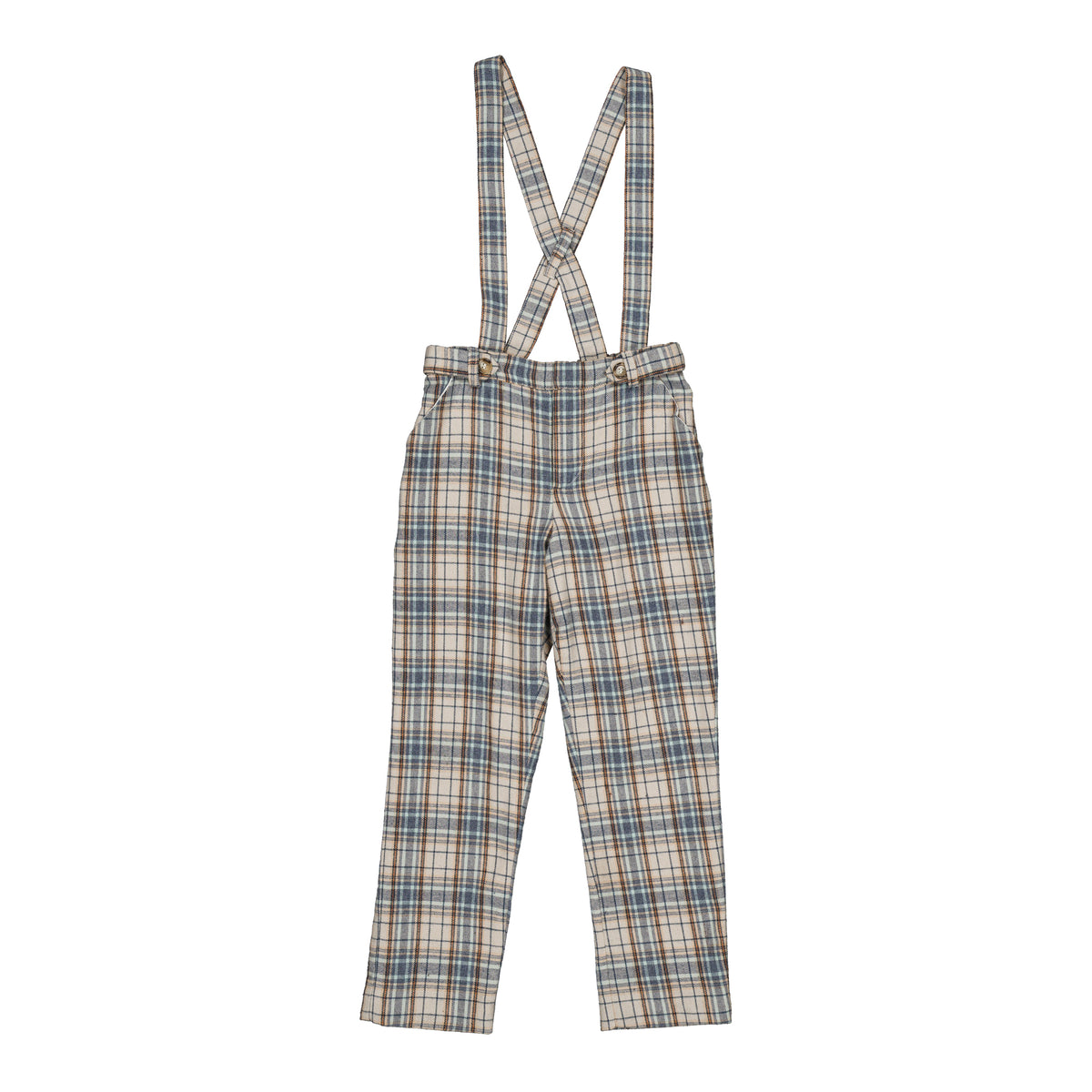 Bertrand, boy trousers, in Blue-grey tartan
