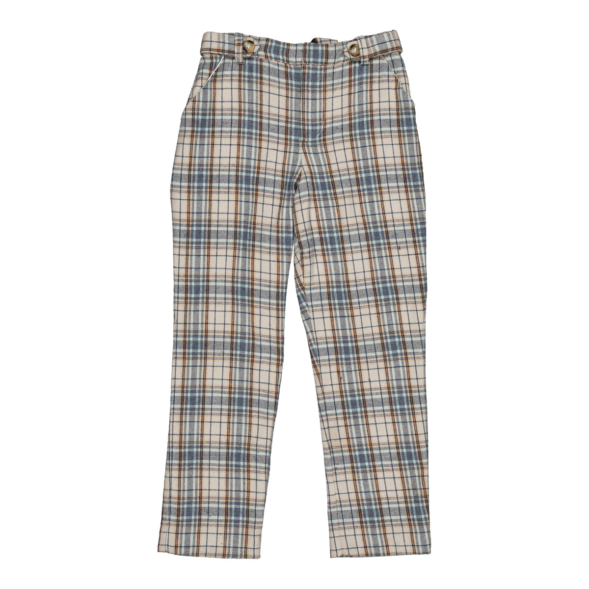 Bertrand, boy trousers, in Blue-grey tartan
