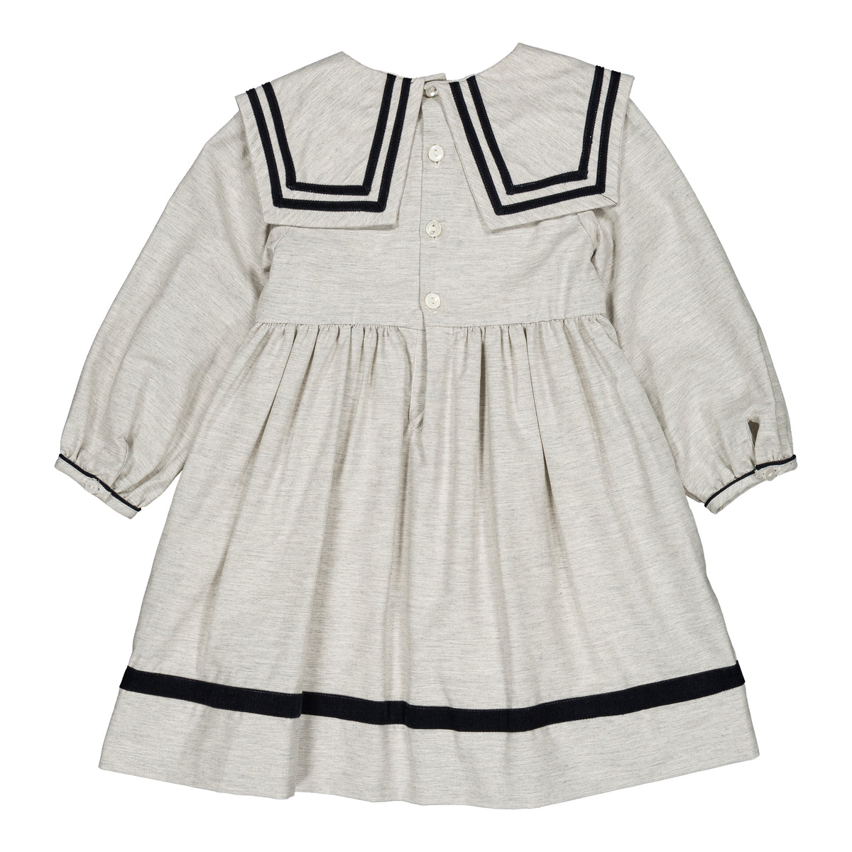 Constantina, girl dress, in Grey melange organic cotton twill