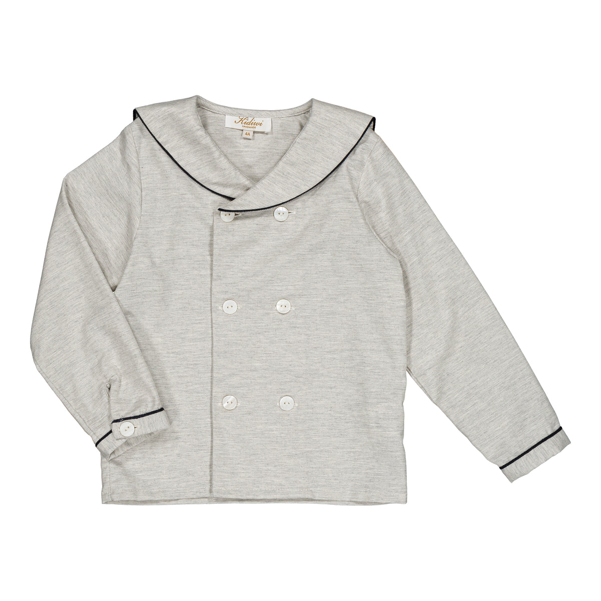 Ambroise, boy shirt, in Grey melange organic cotton twill