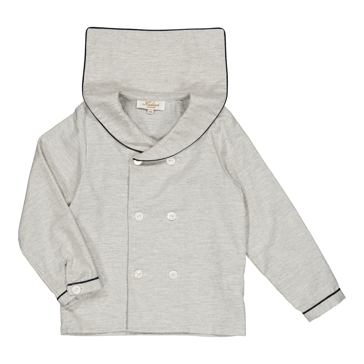 Ambroise, boy shirt, in Grey melange organic cotton twill