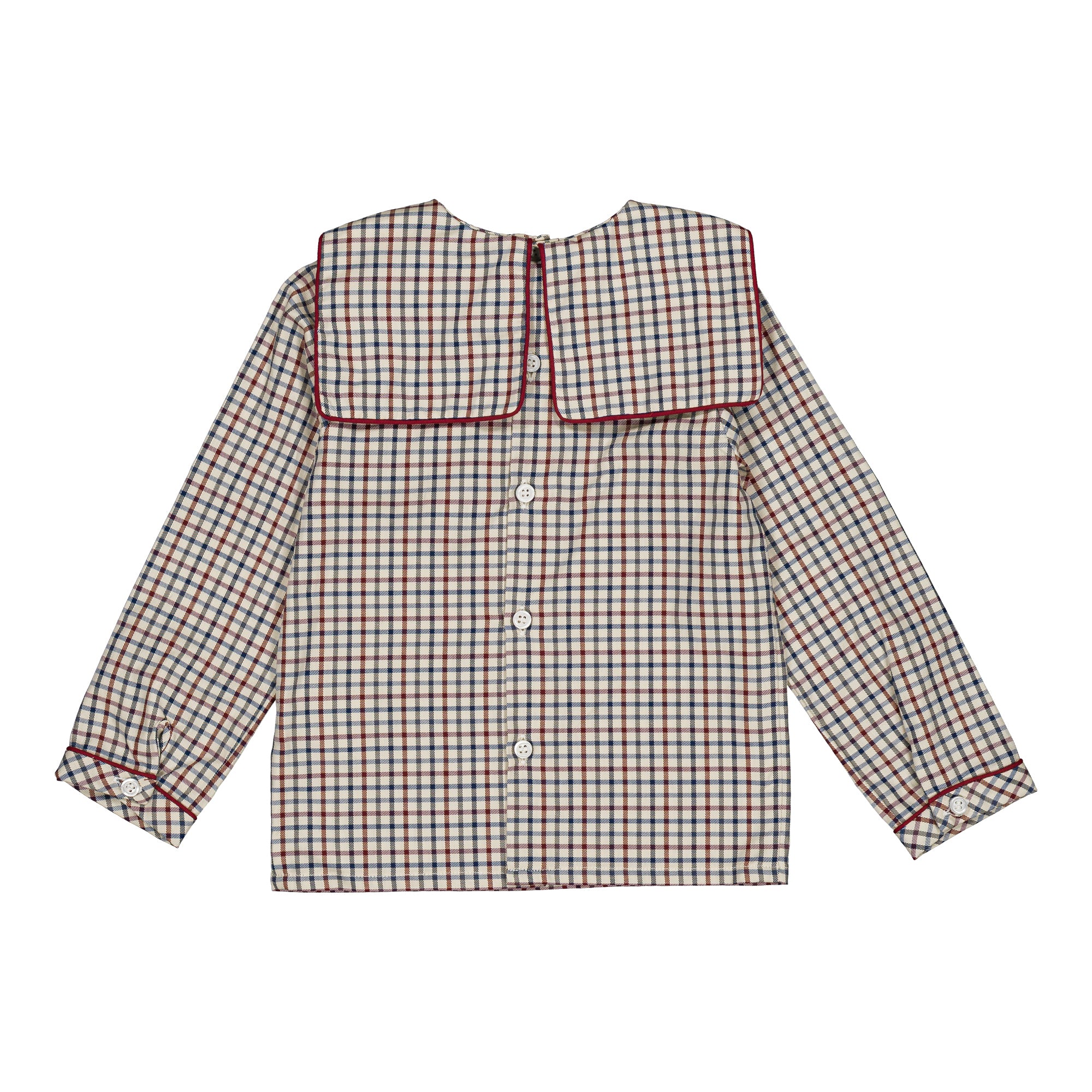 Eustache, boy shirt, in Off-white, navy blue and burgundy red checks