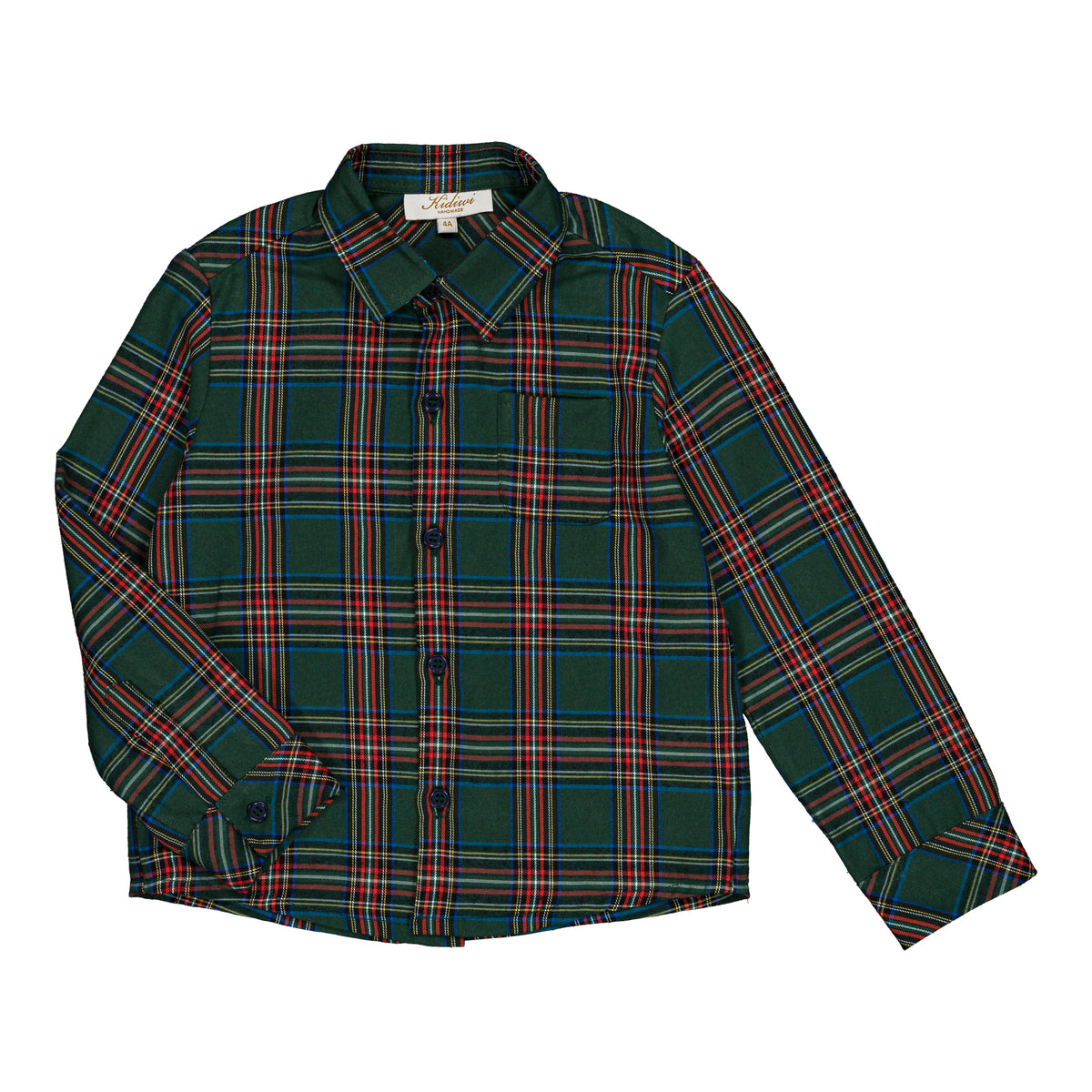 Arthur, boy shirt, in Emerald green tartan