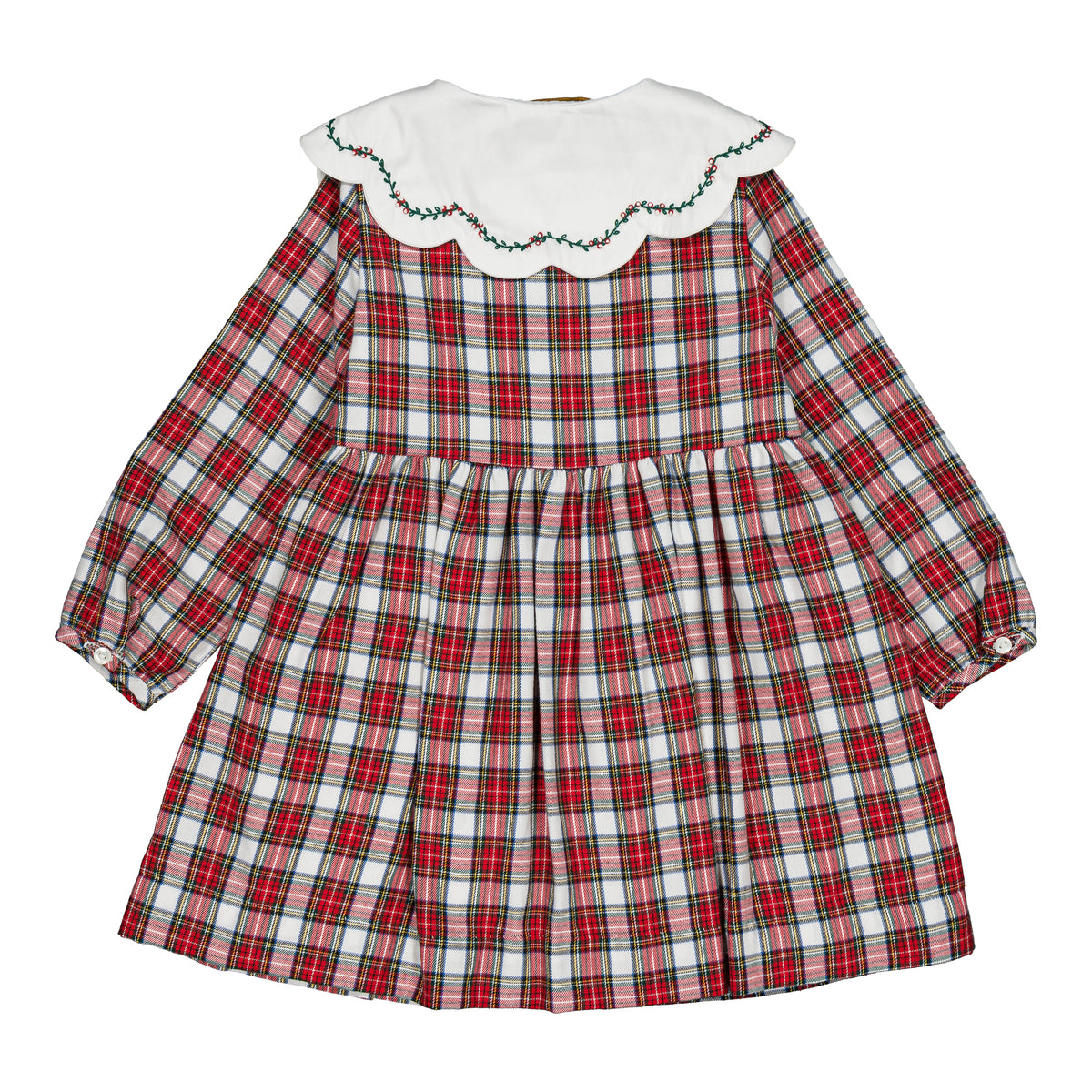Colette, girl dress, in Red tartan