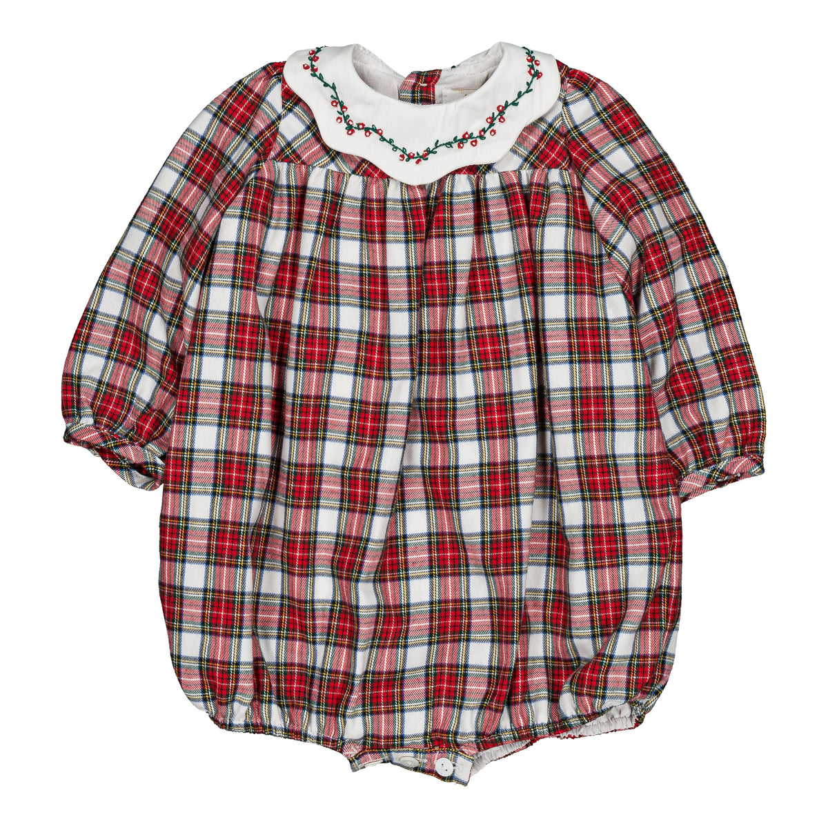 Charlotte,  girl romper, in Red tartan