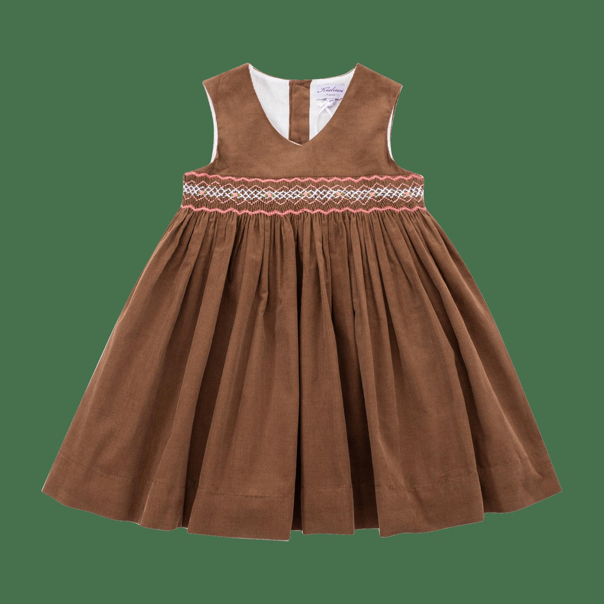 Carmelle, Robe chasuble en velours milleraie chataigne