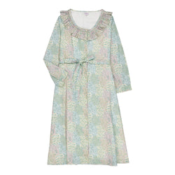 Adeline, woman midi dress with smocked ruffled collar, in Flowery meadow Print