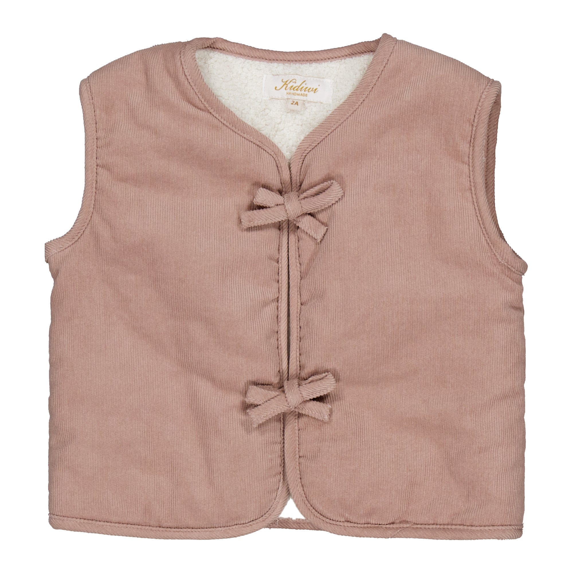 Aloïs, veste réversible, en velours côtelé couleur café au lait et fourrure Teddy blanc cassé
