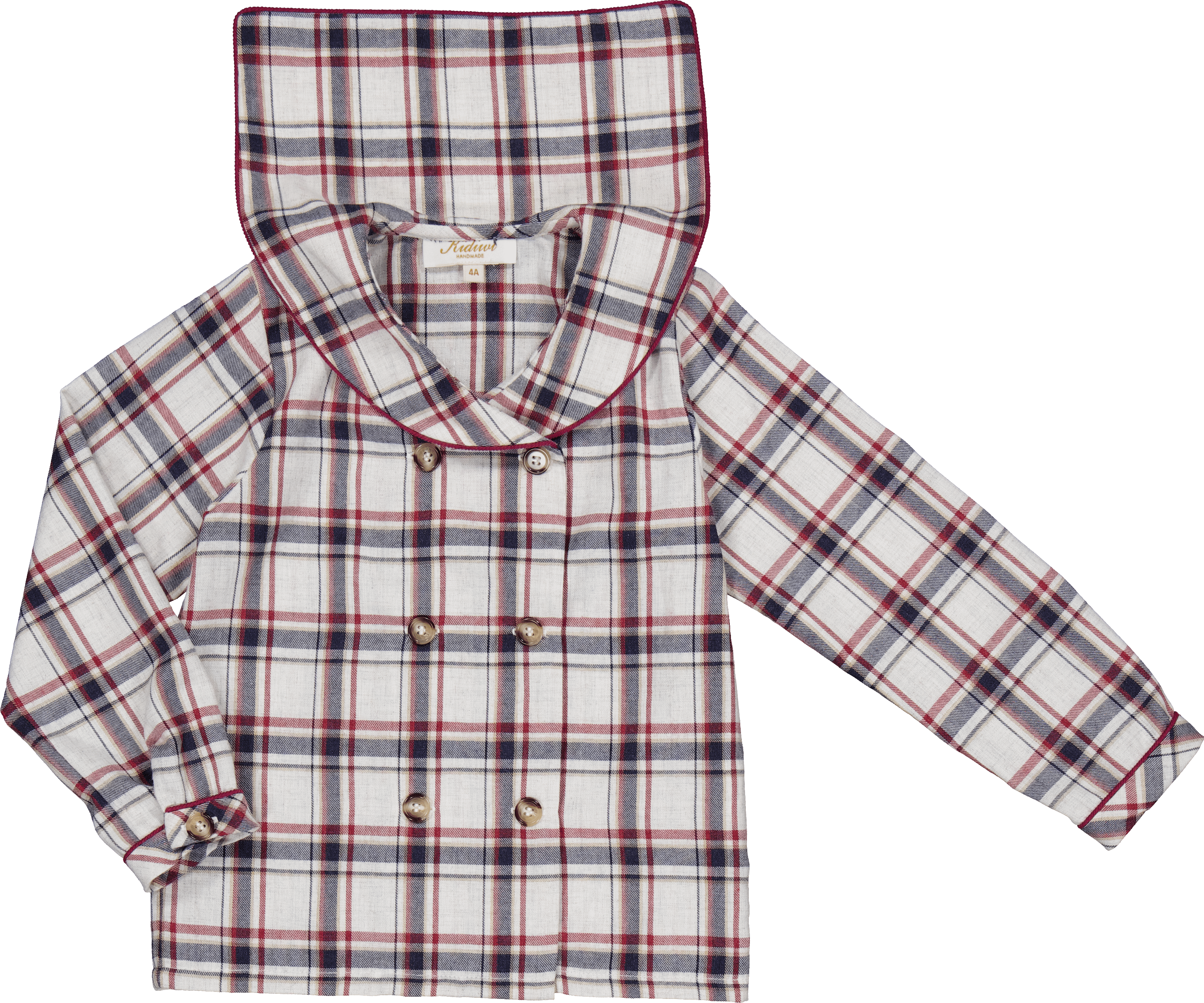 Ambroise, chemise garçon en tartan marine/bordeaux