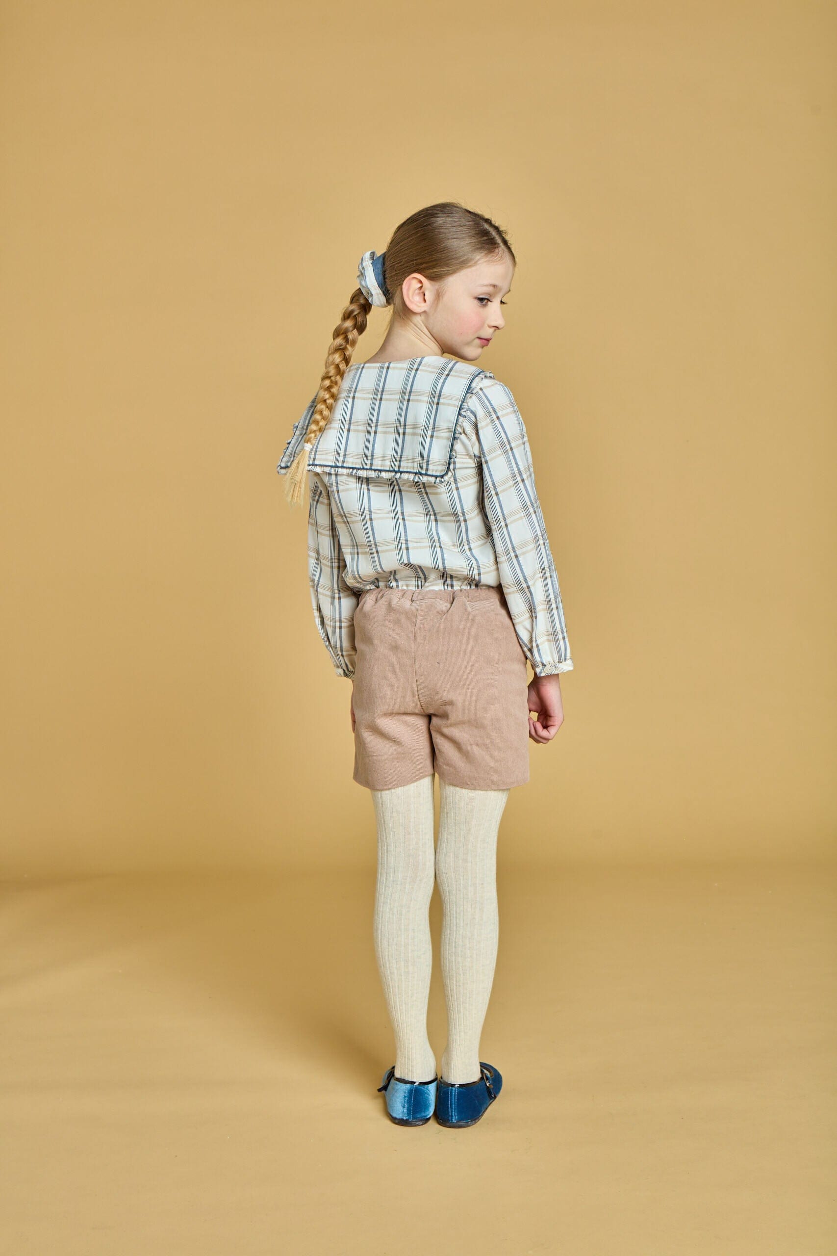 Ambroisie, blouse filleen tartan beige/marine