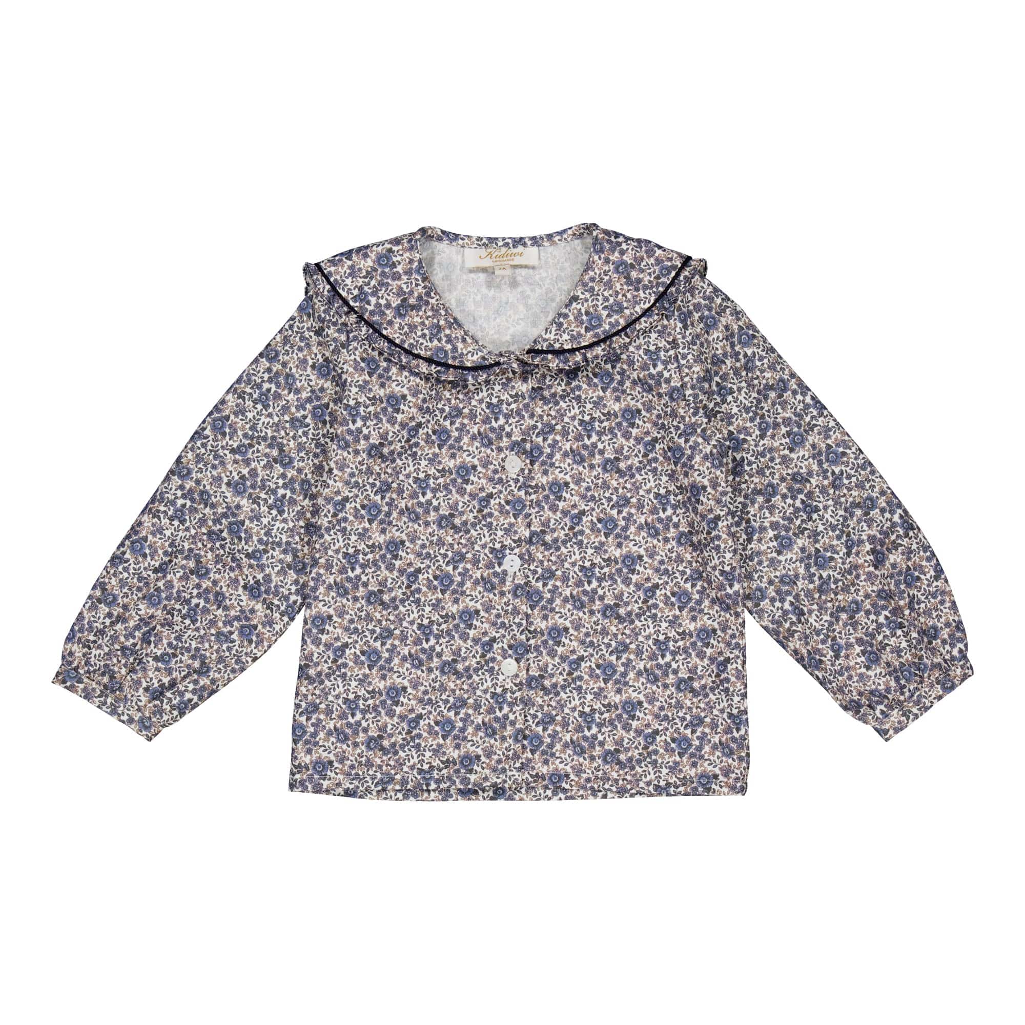Ambroisie, blouse imprimé, bleu marine