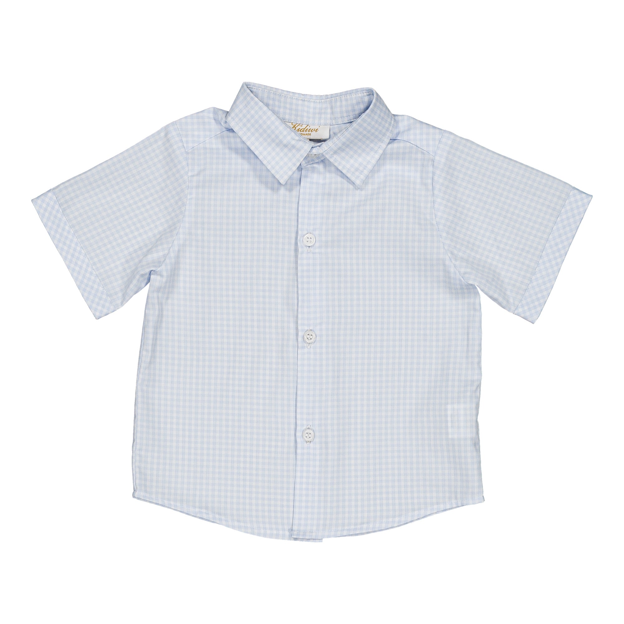 Arthur, chemise garçon, en  petit vichy bleu ciel