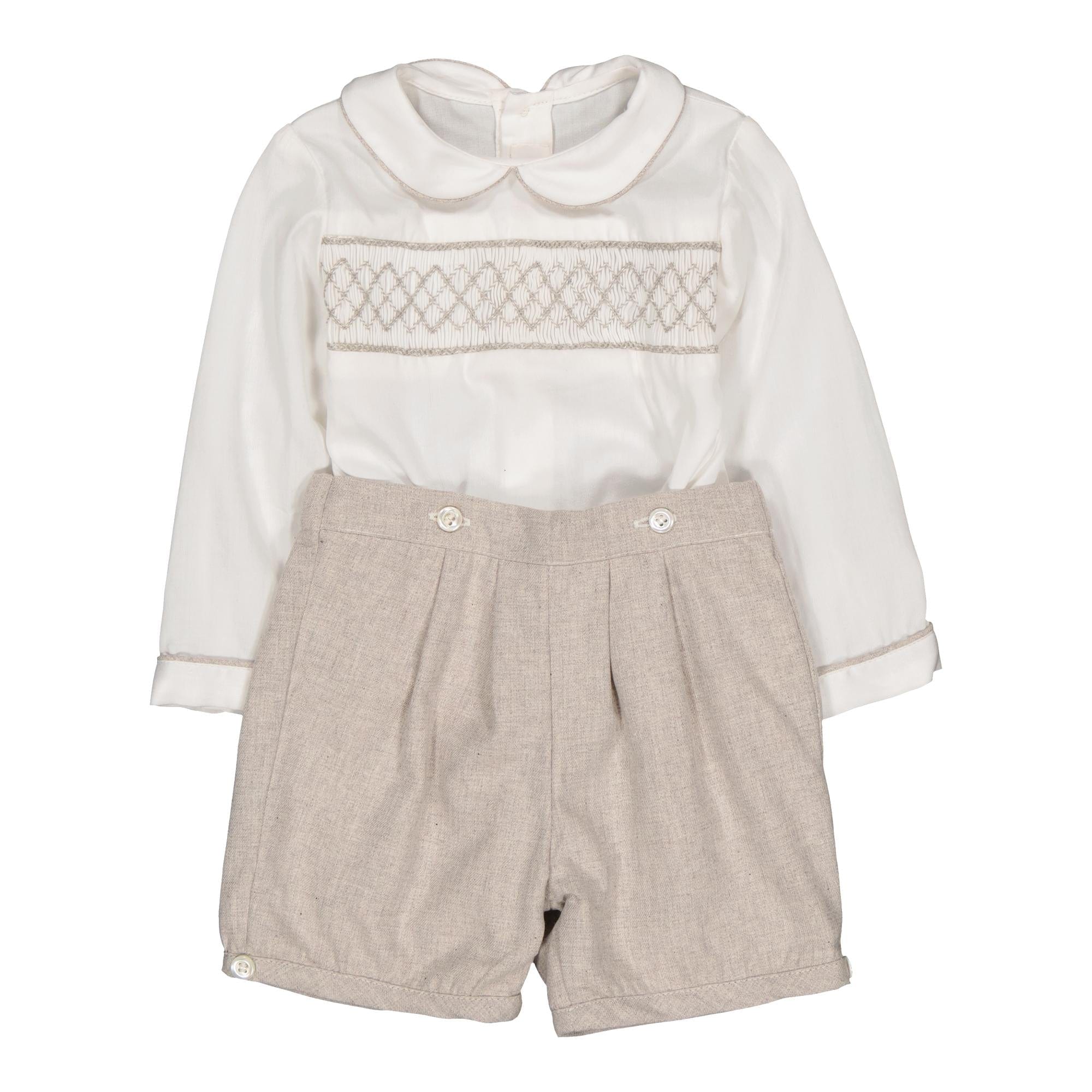Barnabé, ensemble bébé, en sergé beige chiné