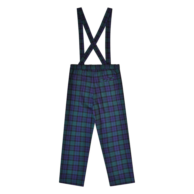 Bertrand, Boy's trousers with removable suspenders, in Cotton Blackwatch tartan