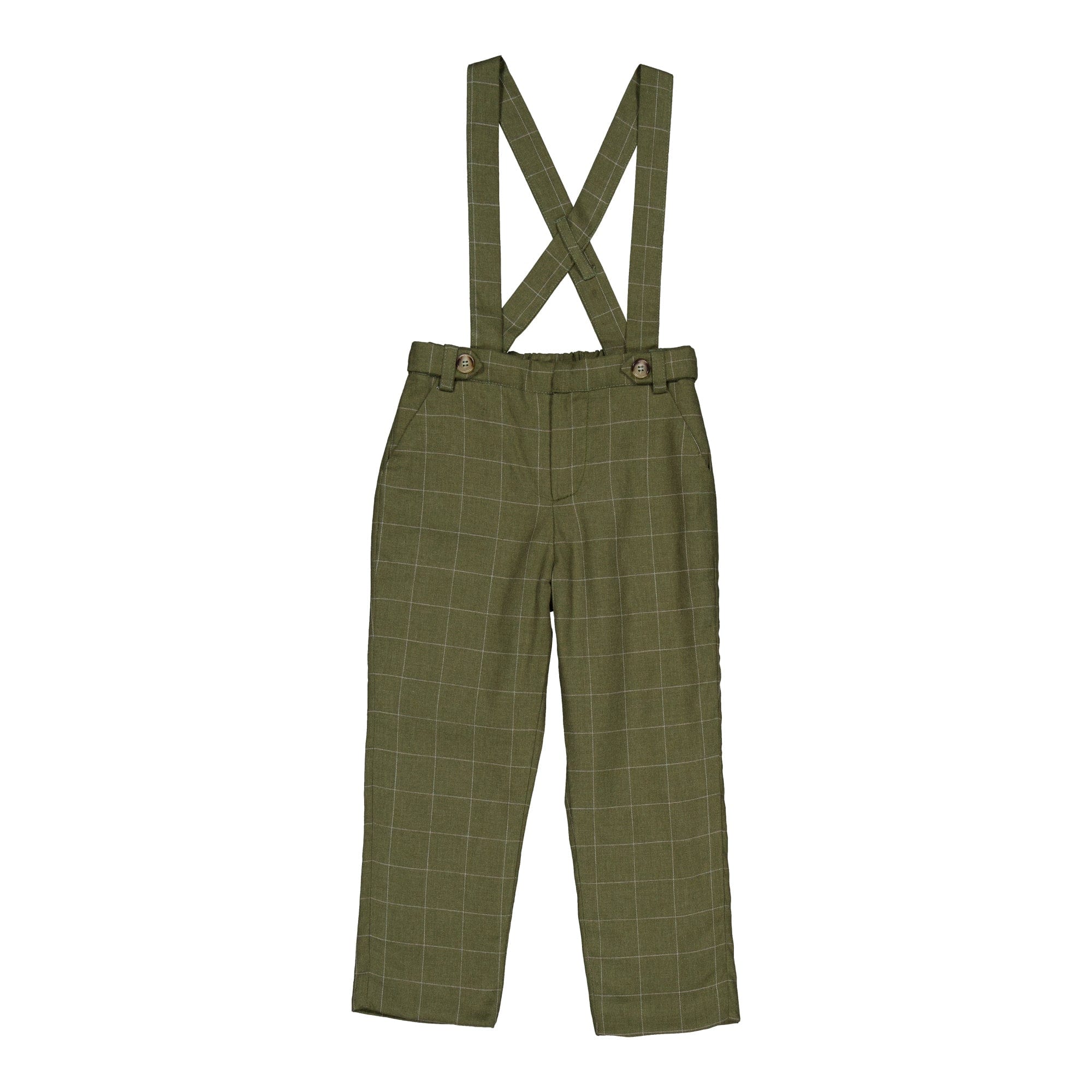 Bertrand, pantalon garçon à carreaux kaki