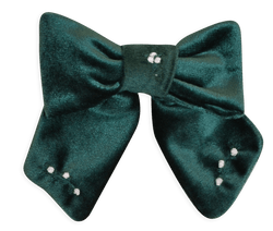 Bonnie-B, Barrette à gros nœud, brodée à la main, en velours vert émeraude - Bonnie-B, Hair clip with large bow, hand-embroidered, in Emerald green velvet