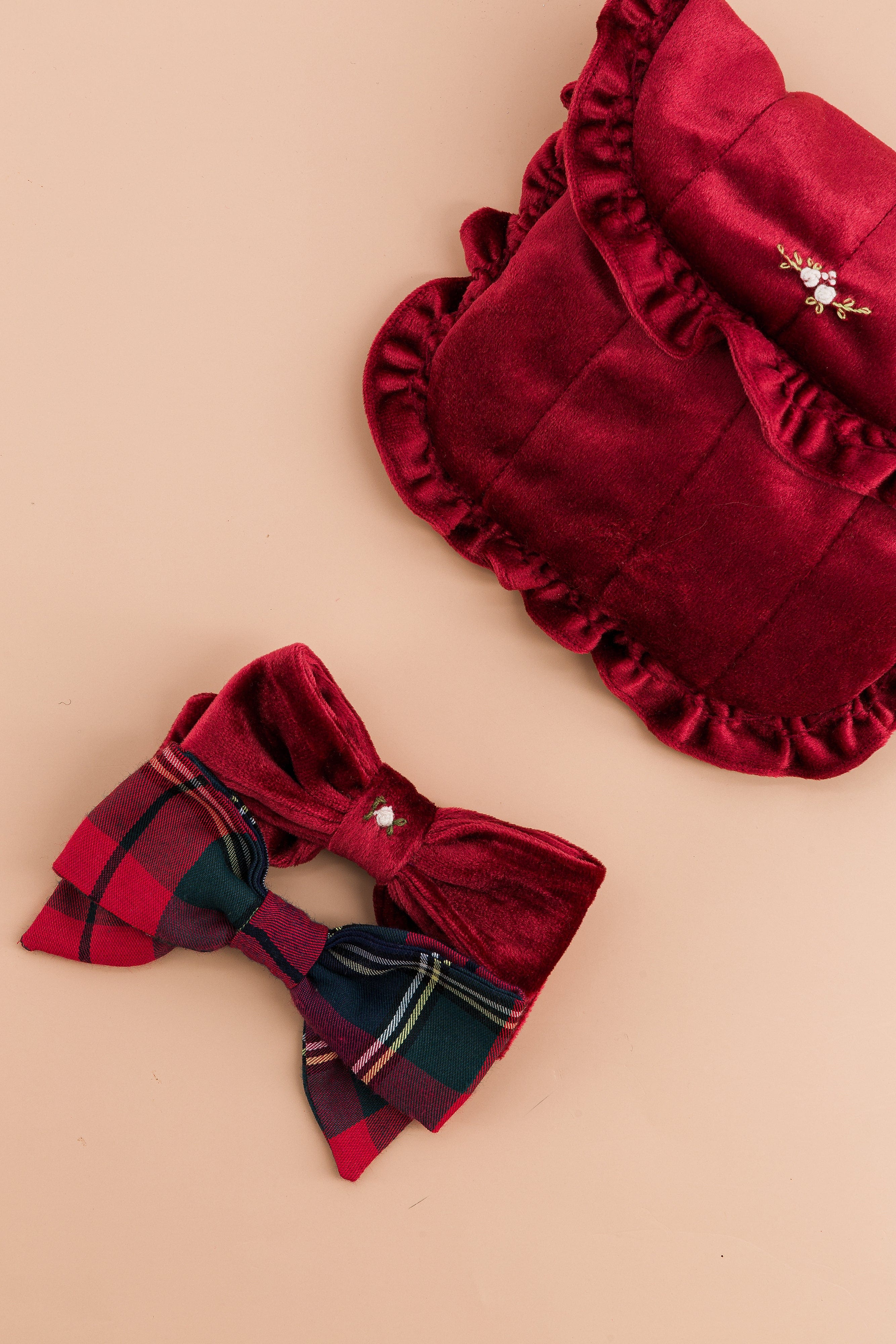 Bonnie, barrette à cheveux, en tartan bleu marine et rouge