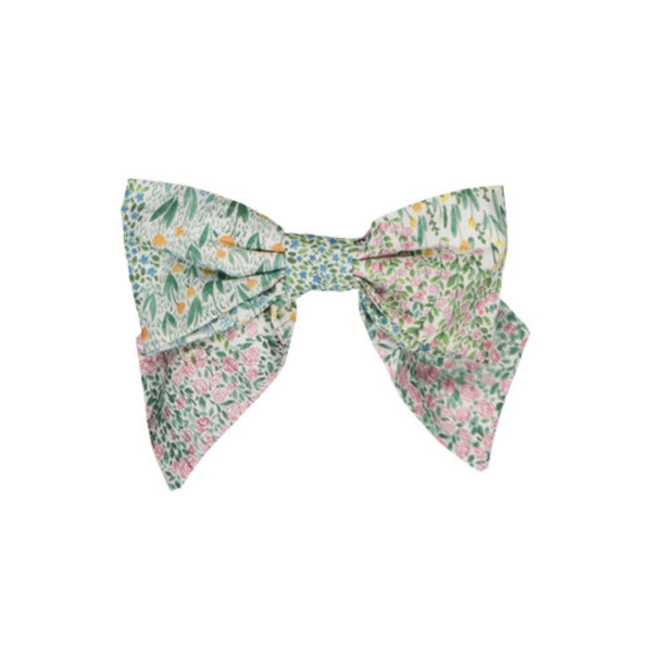 Bonnie, hair clip with large bow, in Flowery meadow Print
