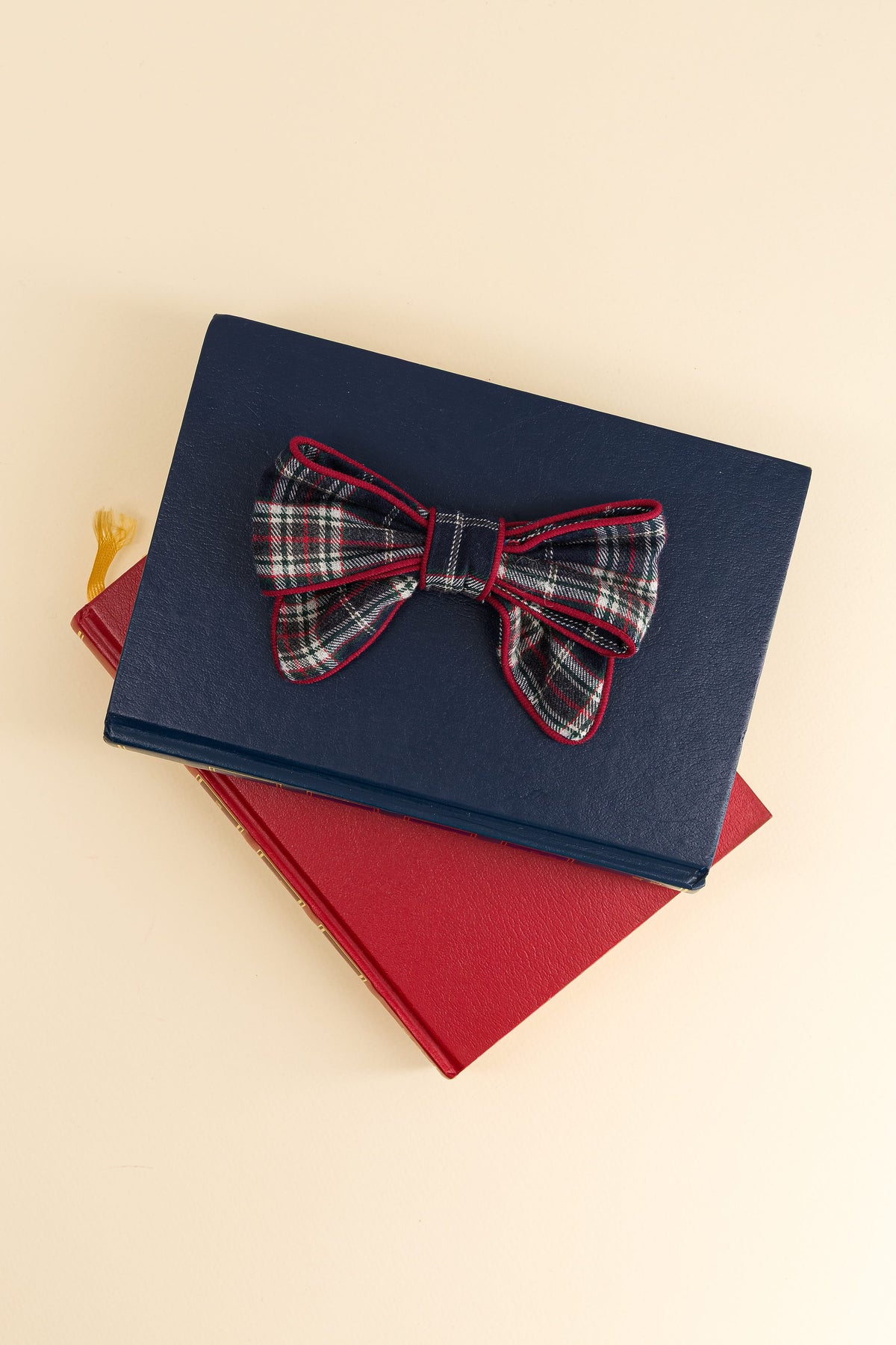 Bonnie-P, barrette à cheveux, à motif tartan bleu marine et rouge bordeaux
