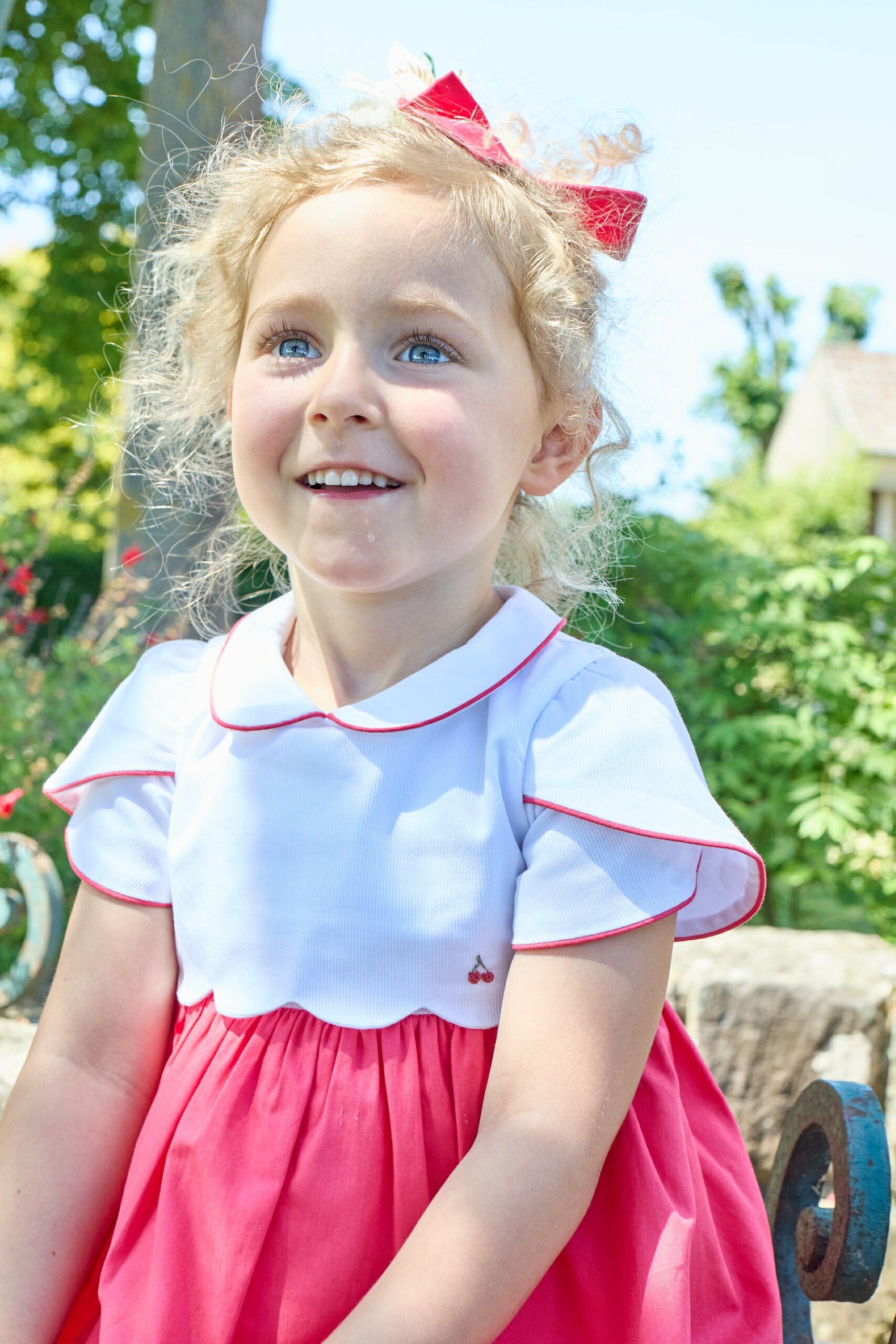 Célestine, robe, en  popeline pastèque