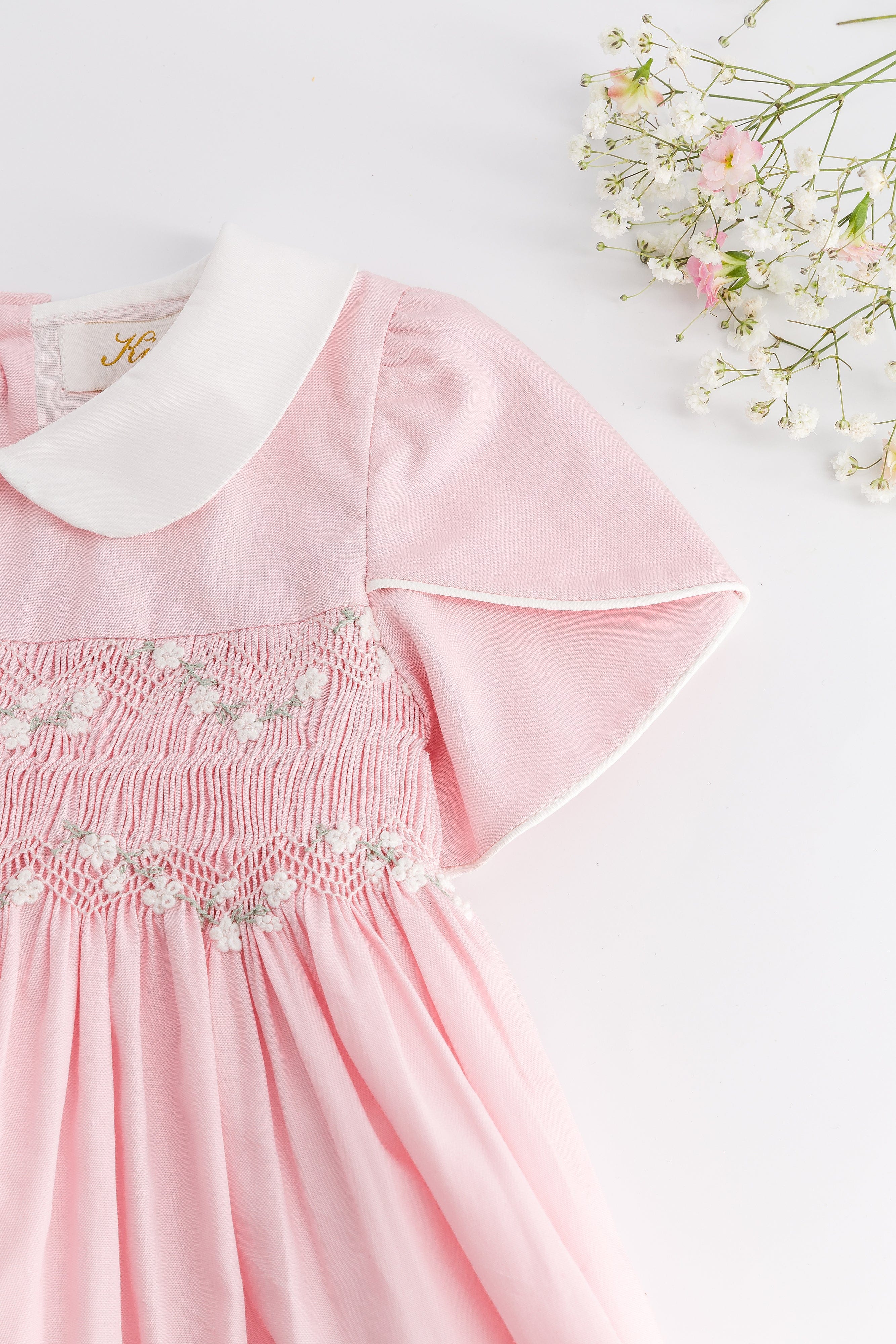 Clémence, smocked dress, in  Fairy Tale pink Poplin