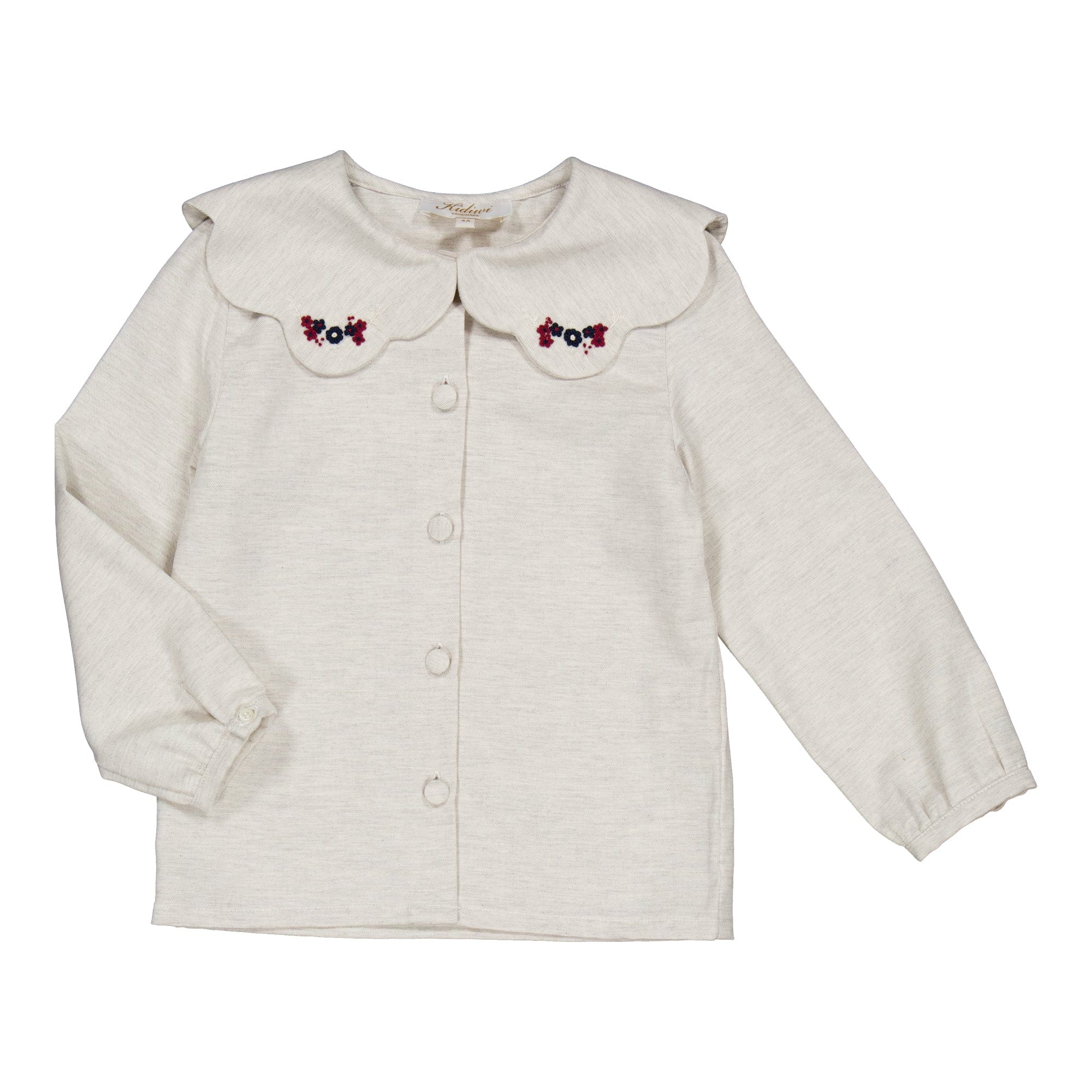 Colette BL, blouse fille en twill de coton gris chiné