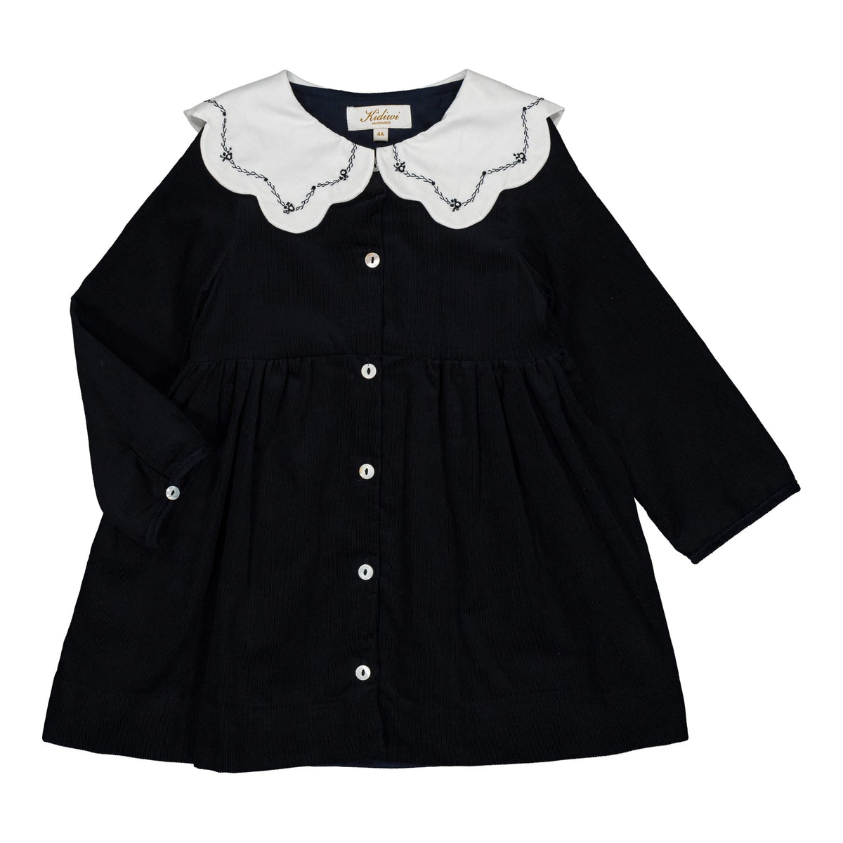 Colette, Robe pour fille en velours côtelé bleu marine
