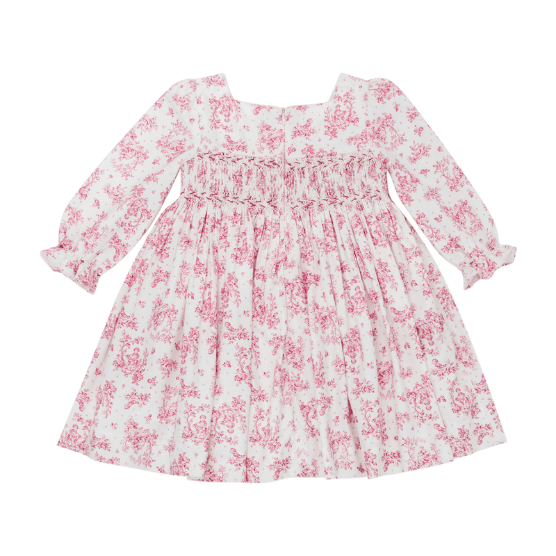 Divine, Robe création exclusive Kidiwi en toile de jouy smockée sur le devant et le dos