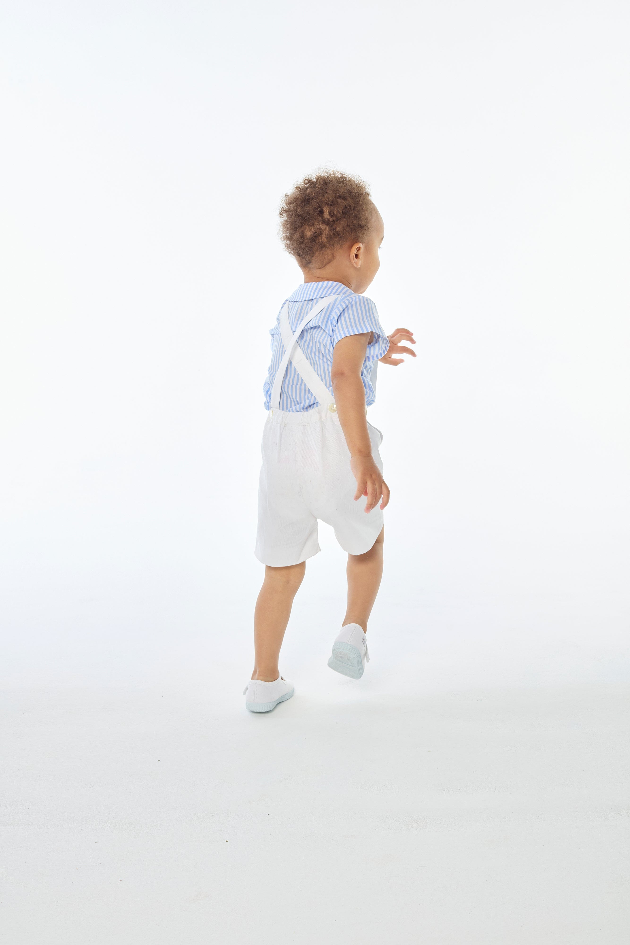 Elias, Salopette garçon, en coton piqué blanc