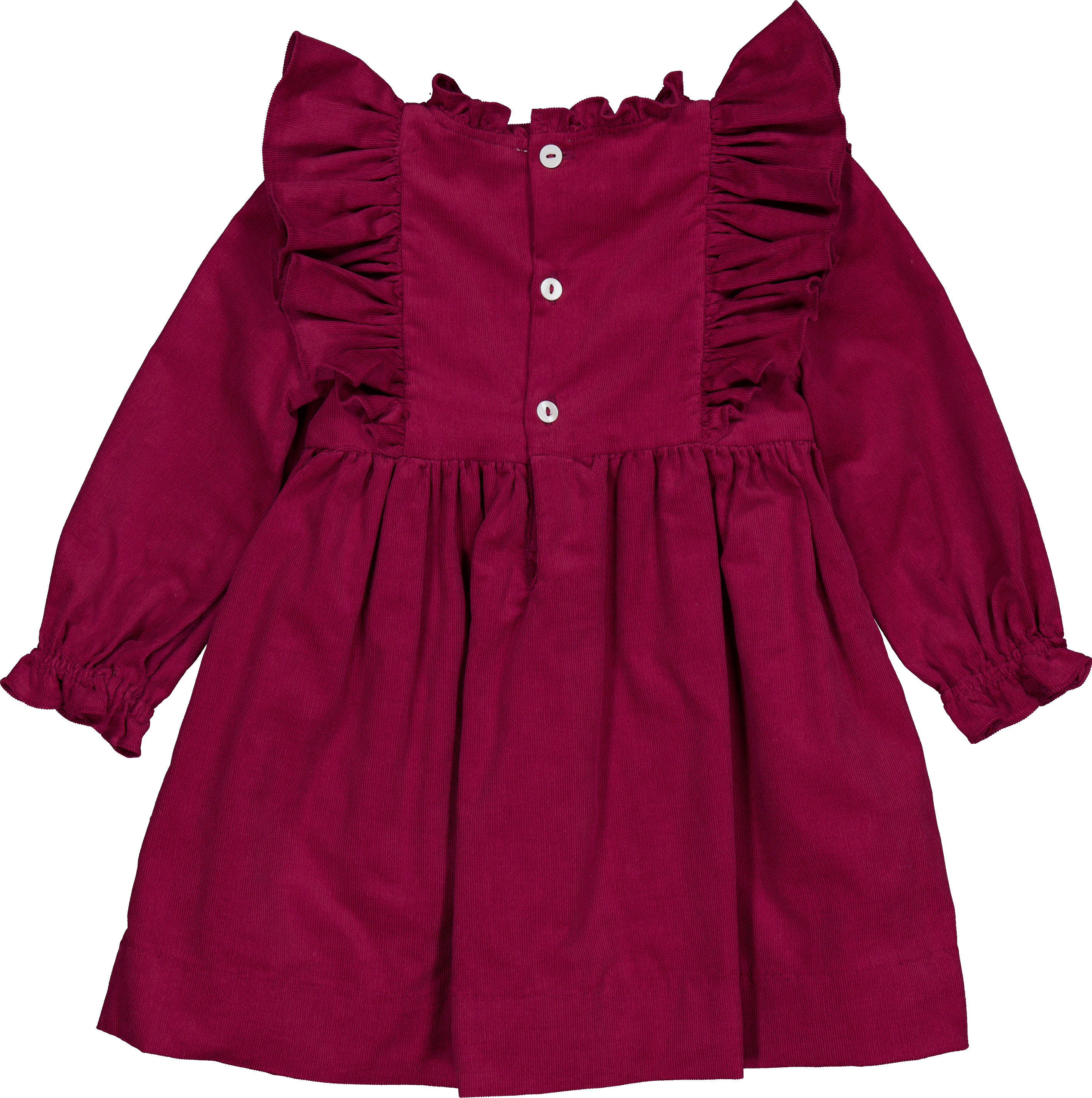 Enola, robe smockée en velours côtelé bordeaux