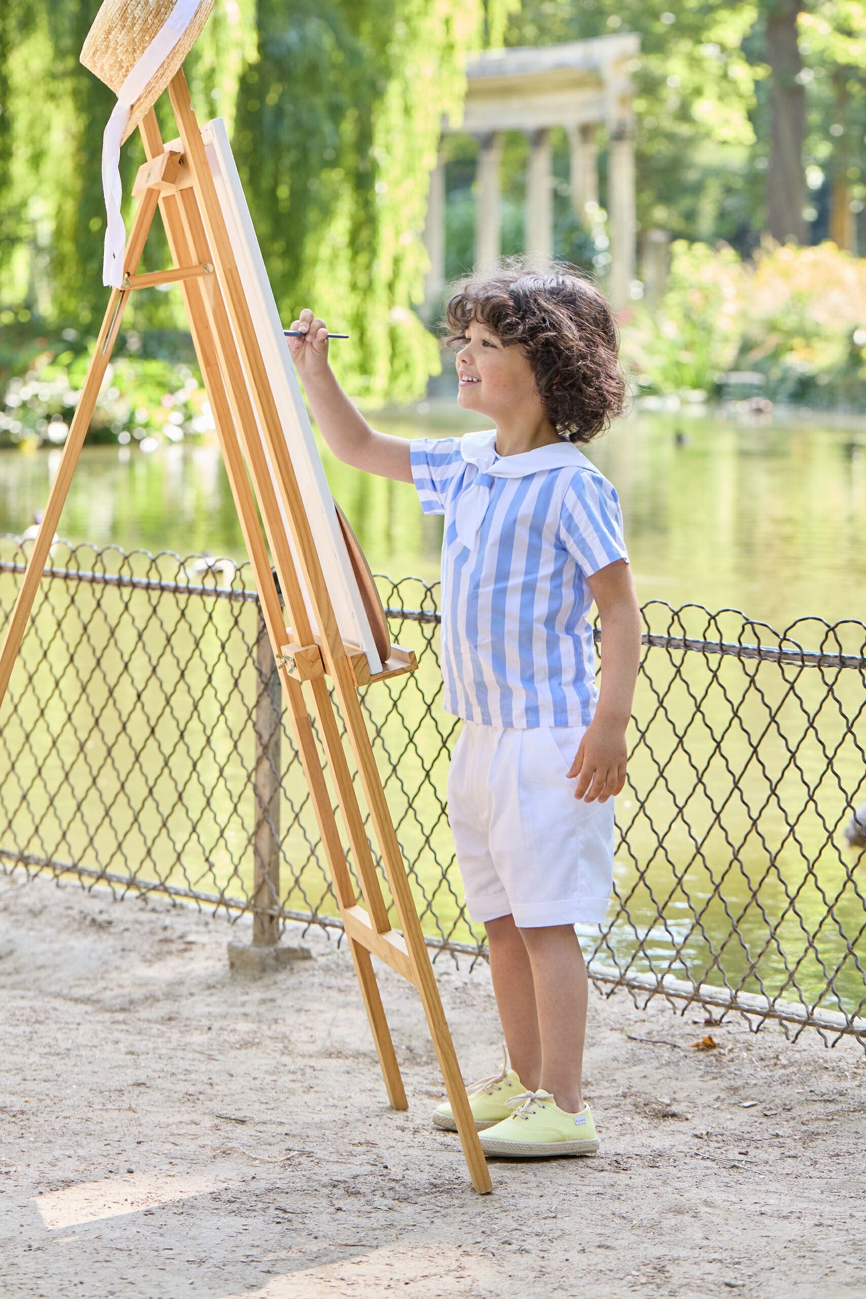 Eustache, blouse à larges rayures bleues