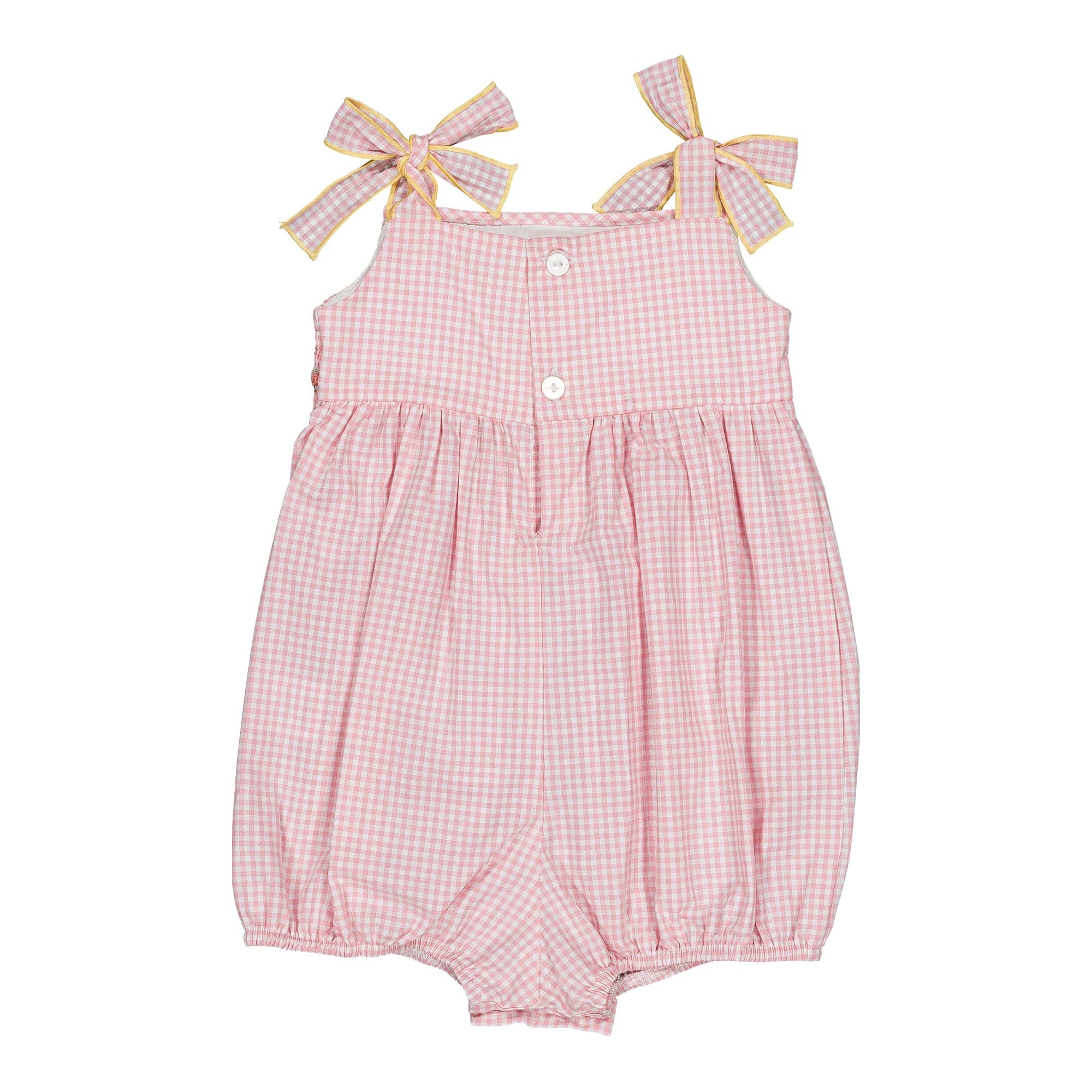 Francine, smocked girl romper, in  Candy pink small gingham