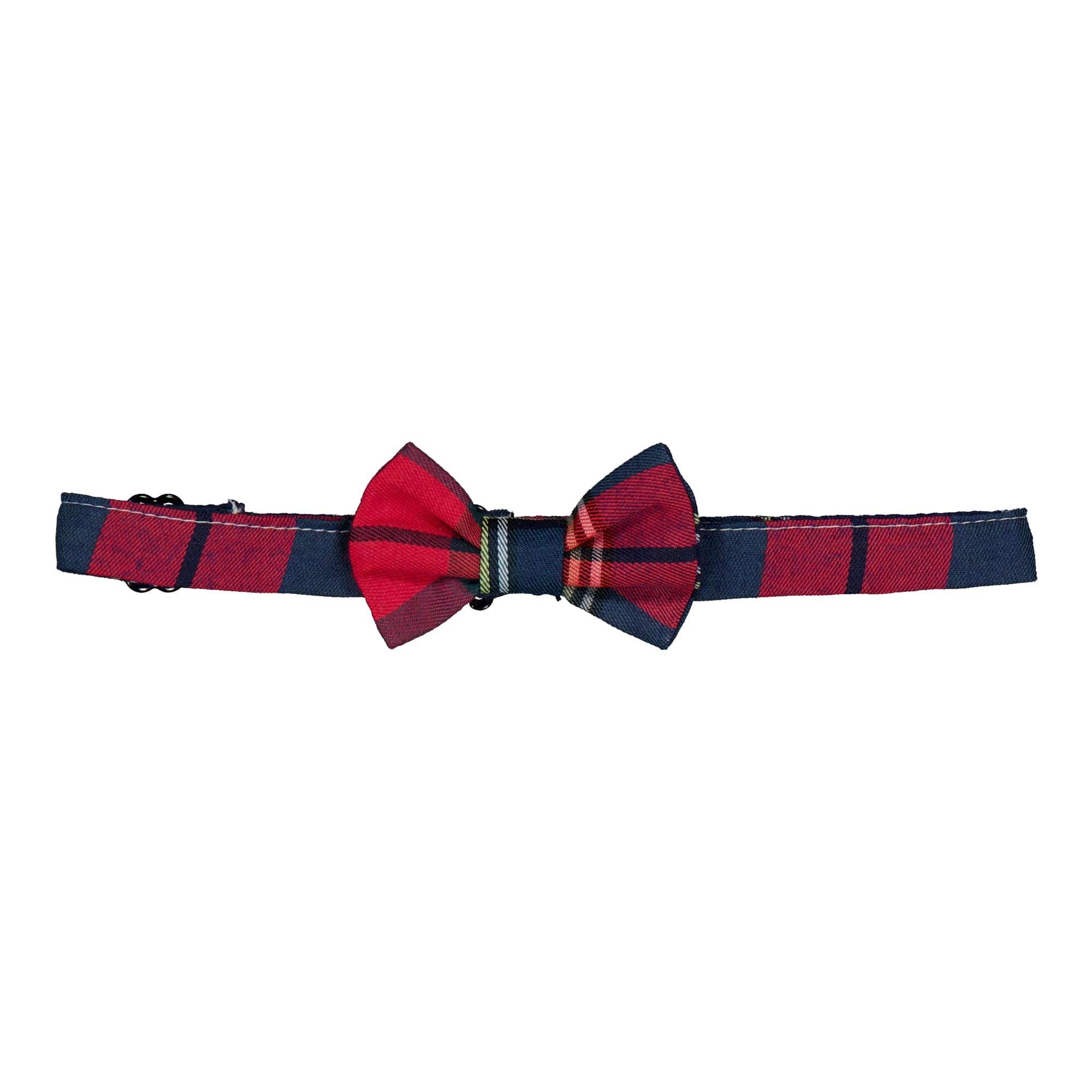 Gaston, nœud papillon, en tartan bleu marine et rouge
