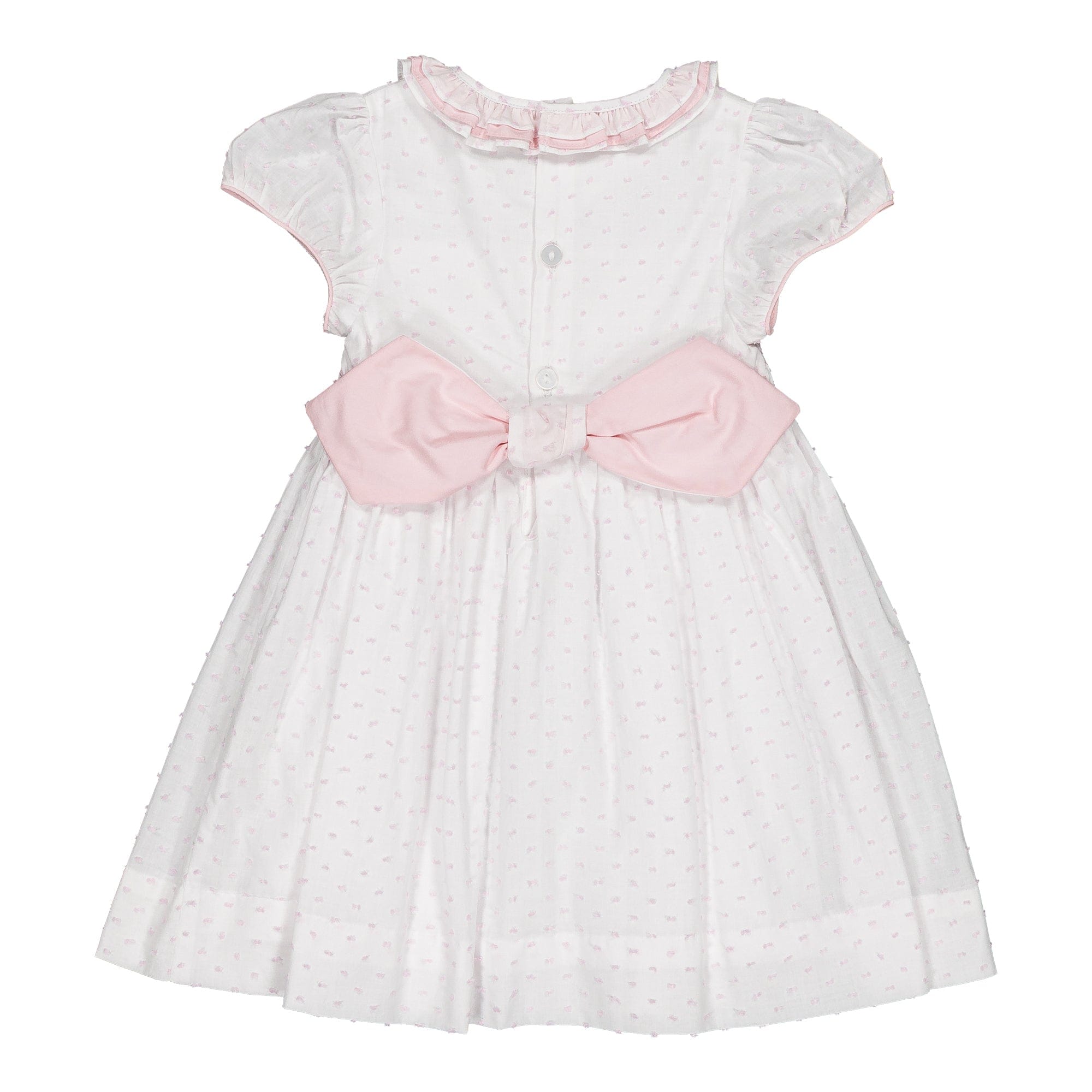 Hars, smocked dress, in  White veil with pink plumetis