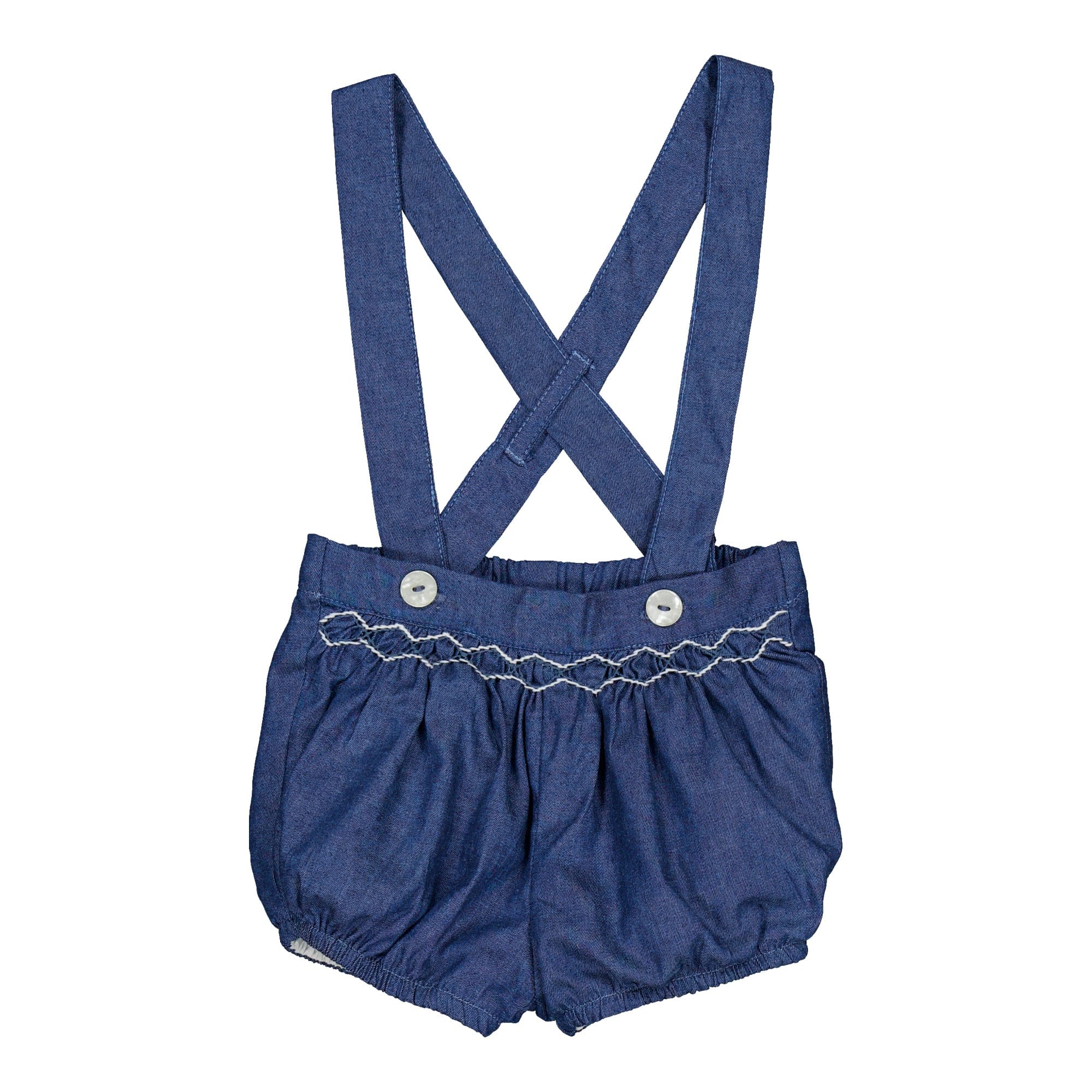 Jack, bloomer smocké à chevrons bleu denim