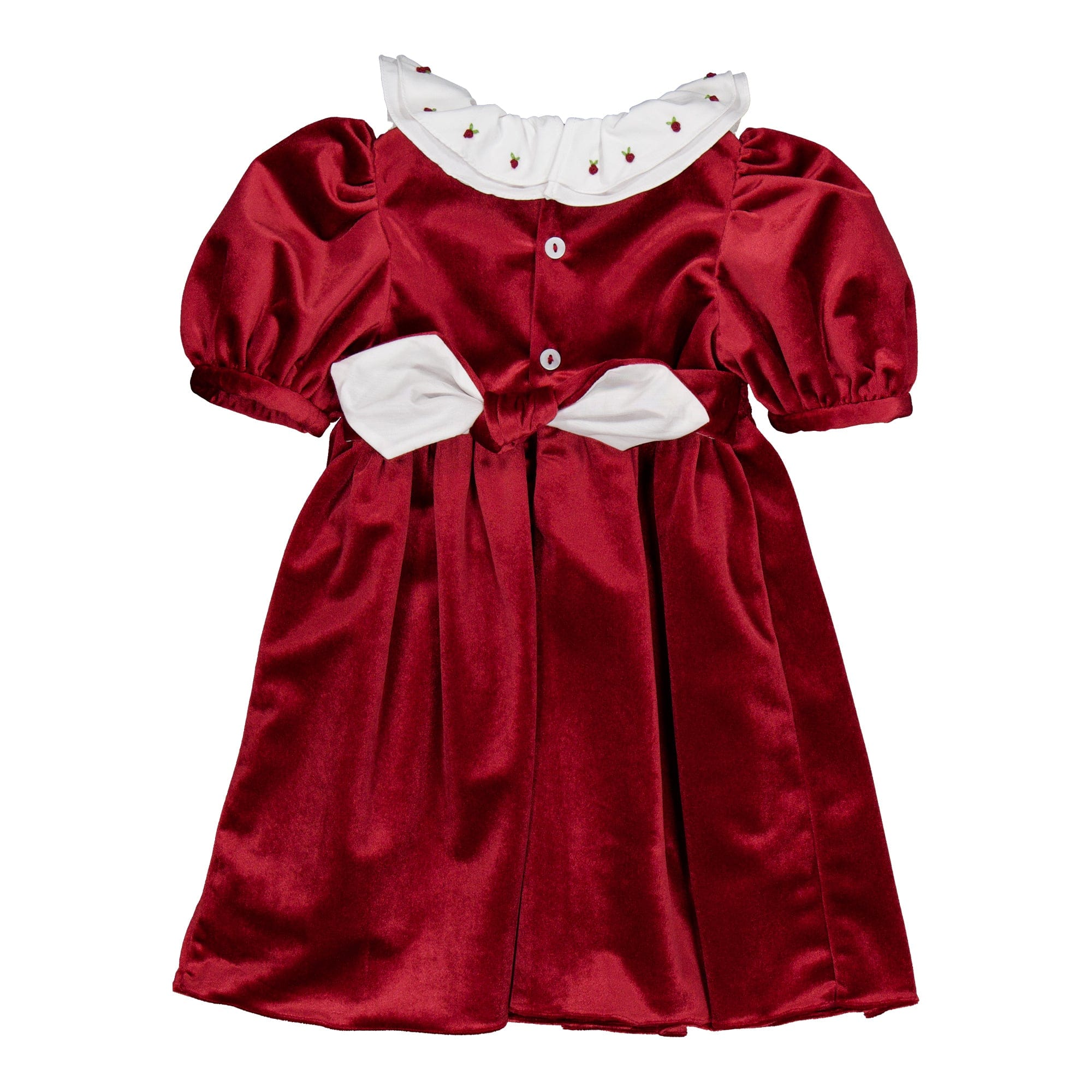 Joséphine, robe smockée, en velours bordeaux