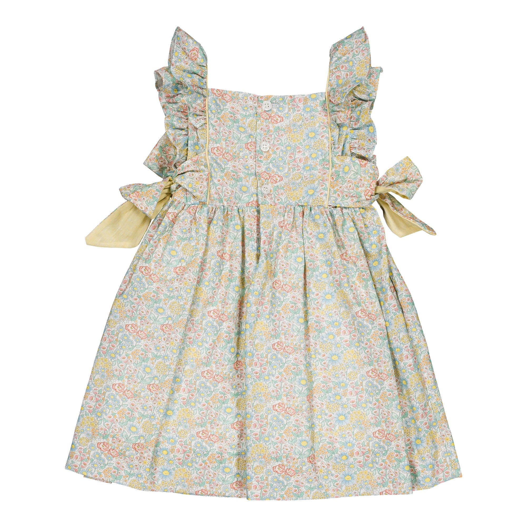 Kiara, dress, in  Coral yellow floral print