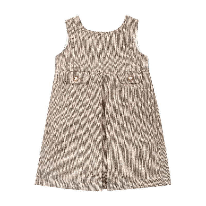Laetitia, Robe Laetitia en chevron laine chataigne