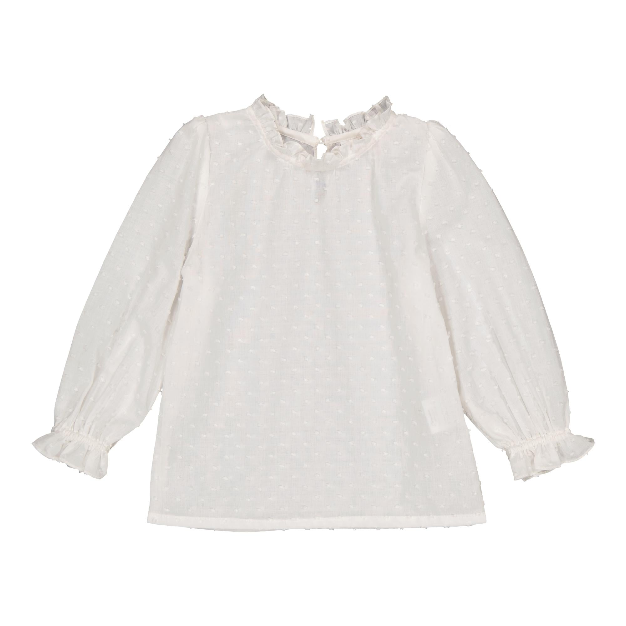 Lolita, blouse fille en plumetis blanc cassé