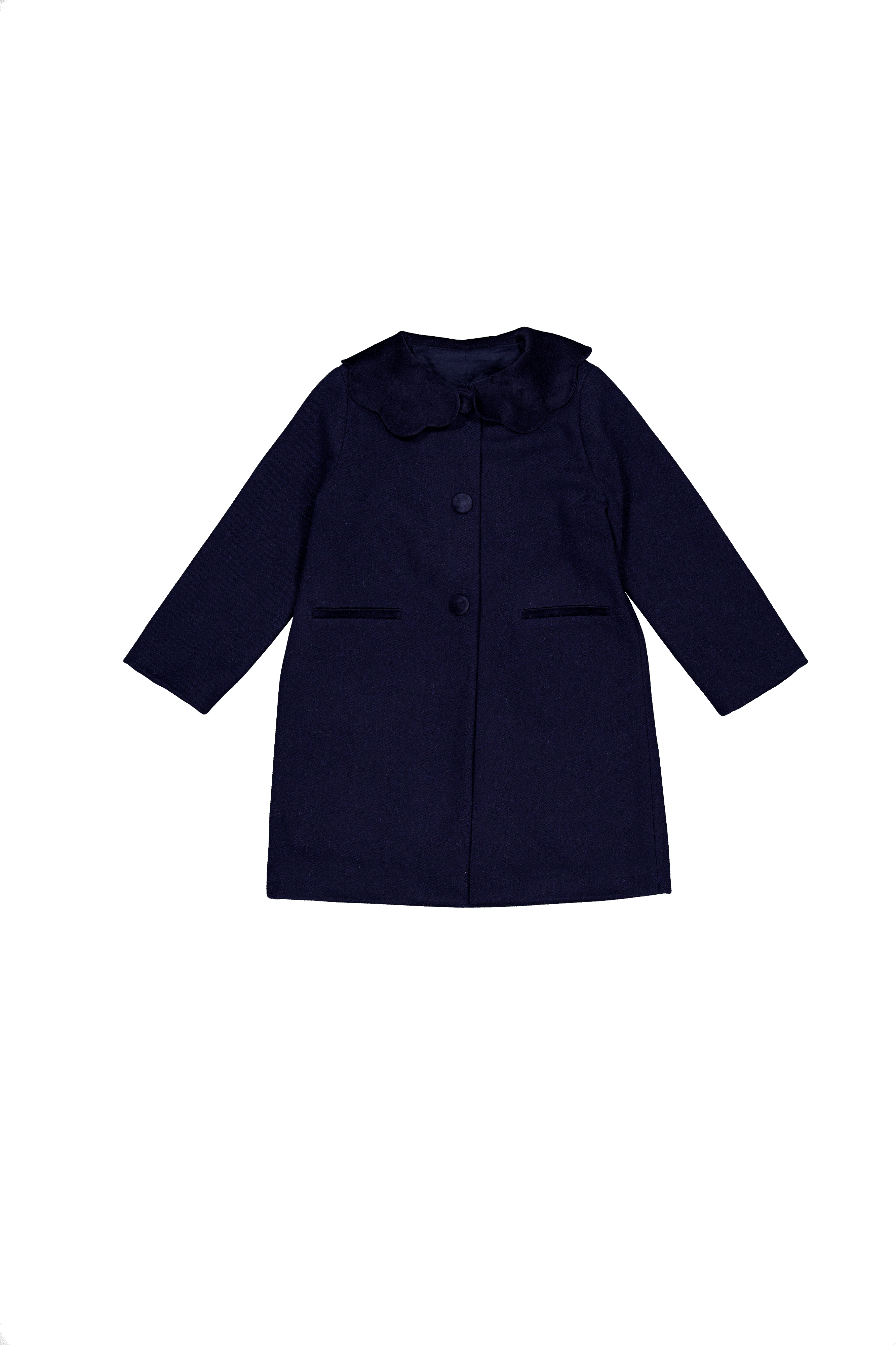 Maryse, manteau fille en laine marine