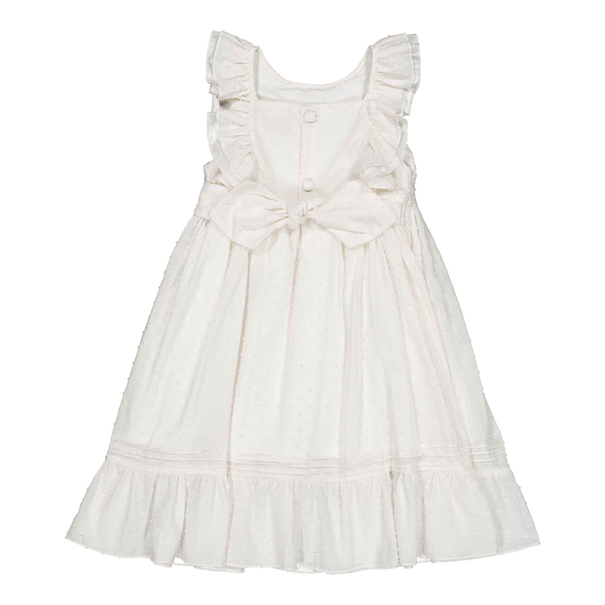 Mélanie, robe smockée, en  Plumetis blanc cassé