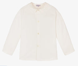 Noam, Chemise garçon manches longues, col mac milan, en Twill Bio écru - Noam, Boy's long-sleeved shirt, mac milan collar, in Organic off white Twill