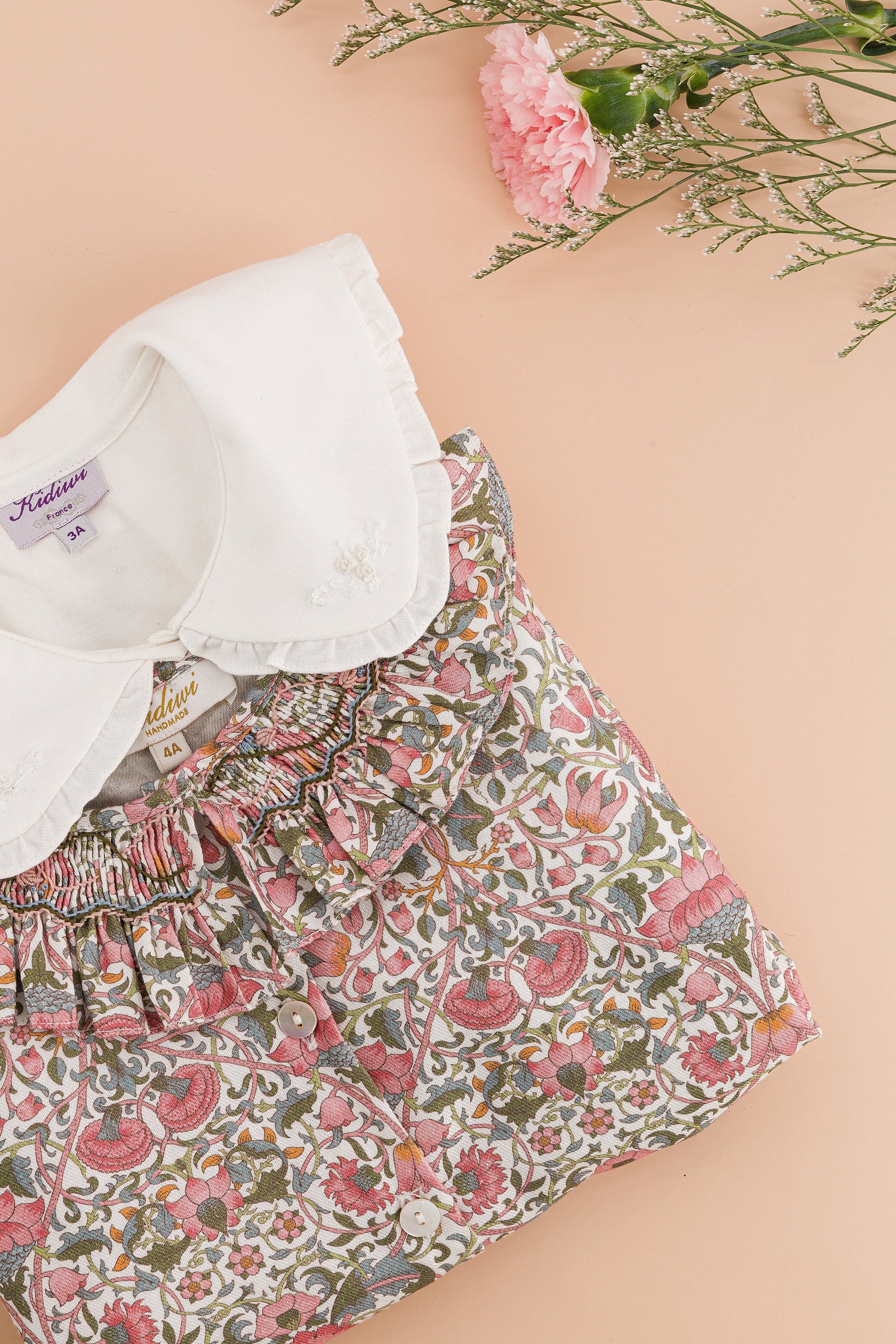 Nour, blouse fille imprimé baroque rose