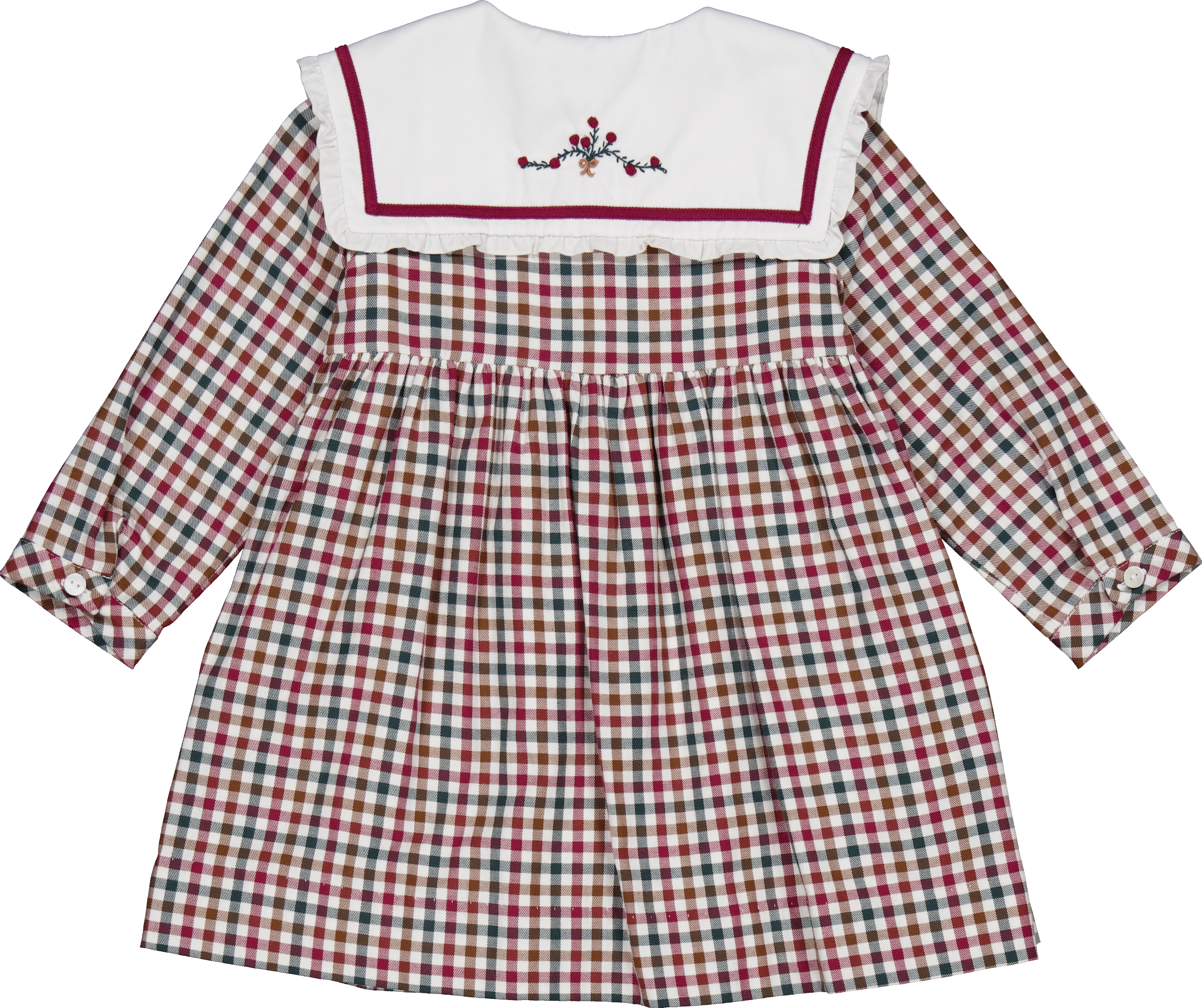 Paola, robe, en bordeaux et vichy pin
