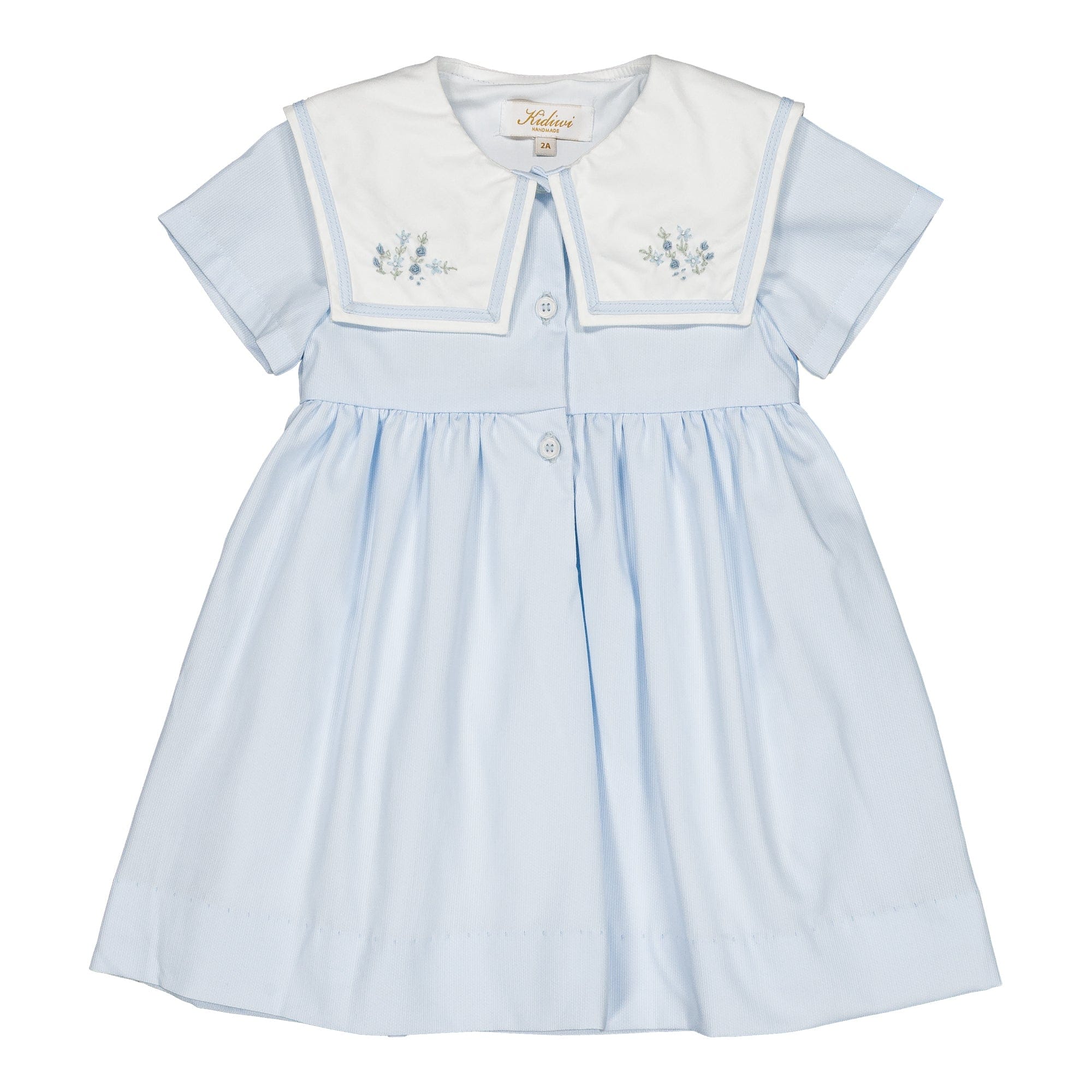 Paola, robe, en  piqué bleu ciel